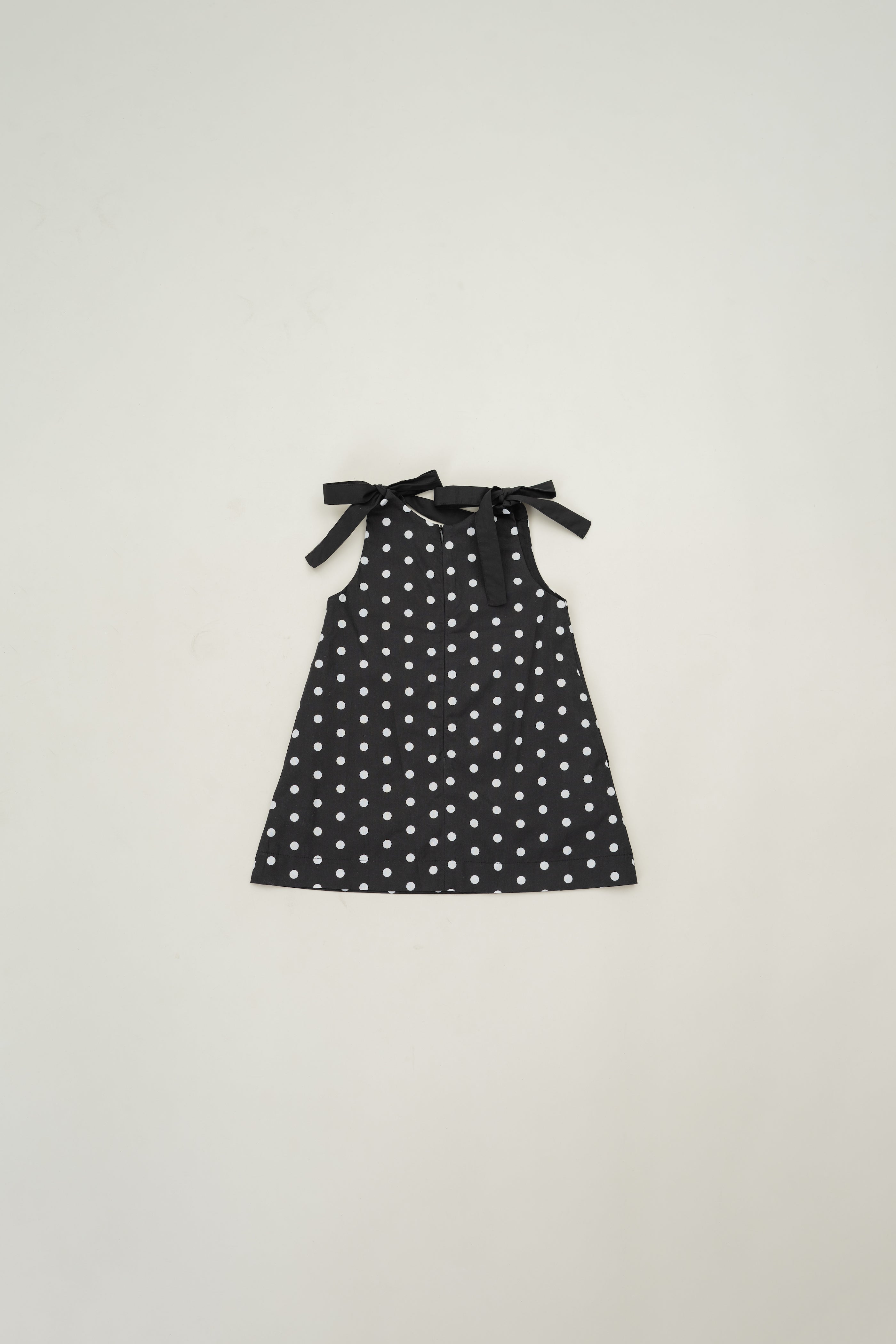 Mini Ribbon Tie A-line Dress in Polka Dot