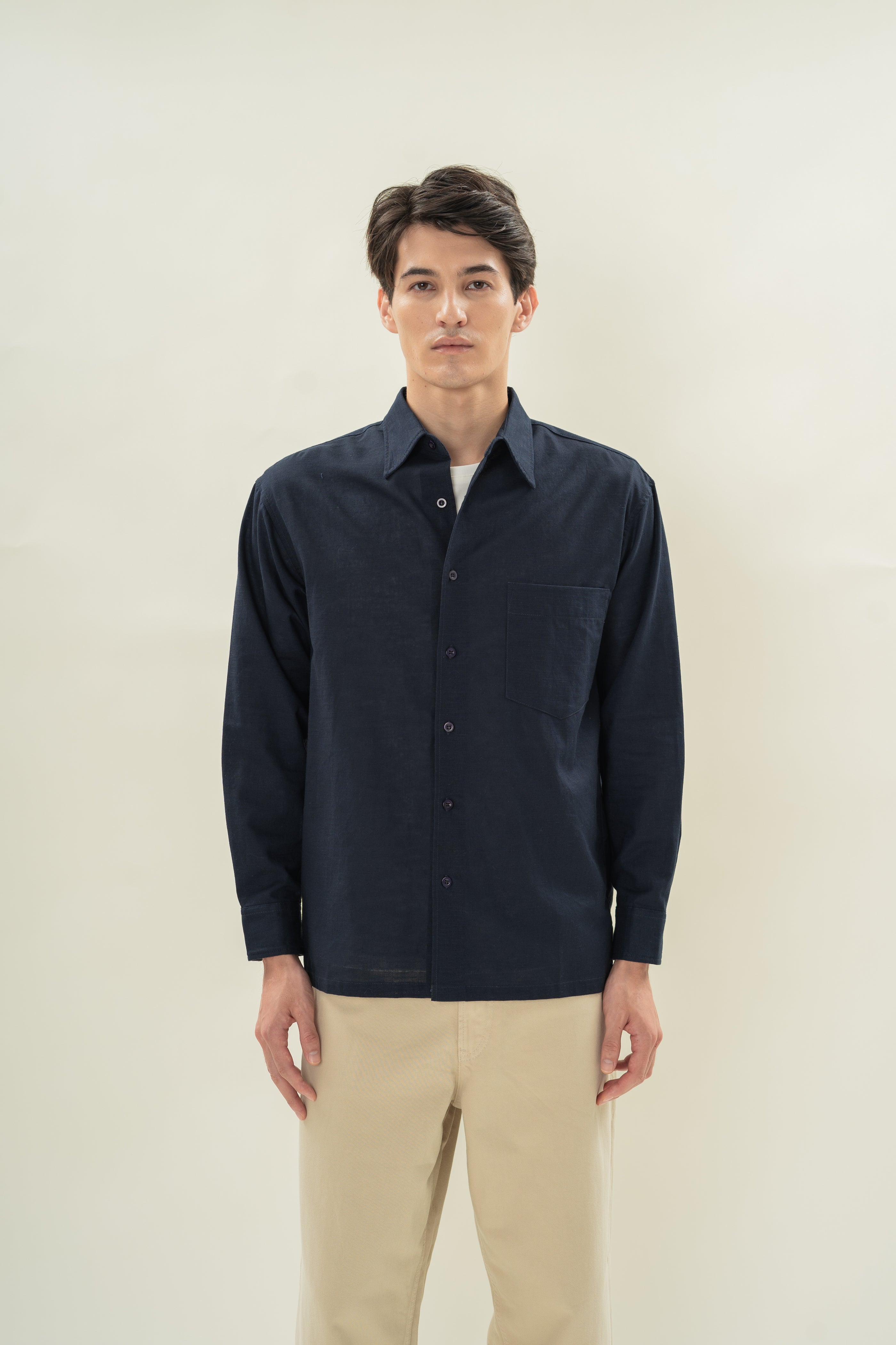 Men's Linen Long Sleeved Shirt in Midnight (Coming soon)