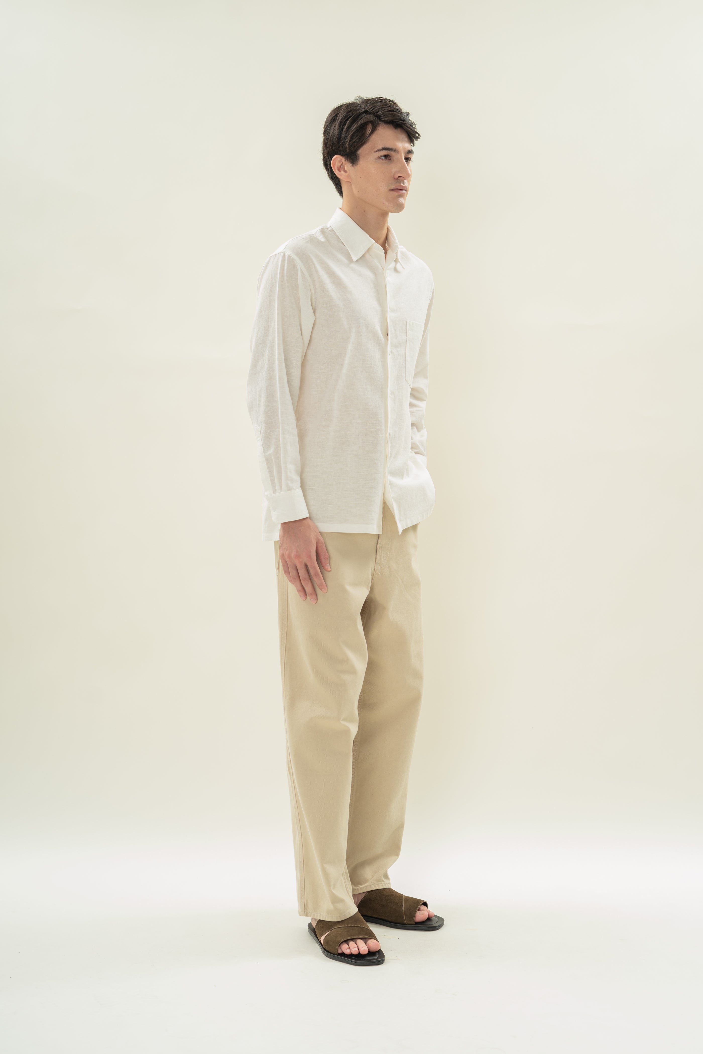 Men's Linen Long Sleeved Shirt in White (Coming soon)