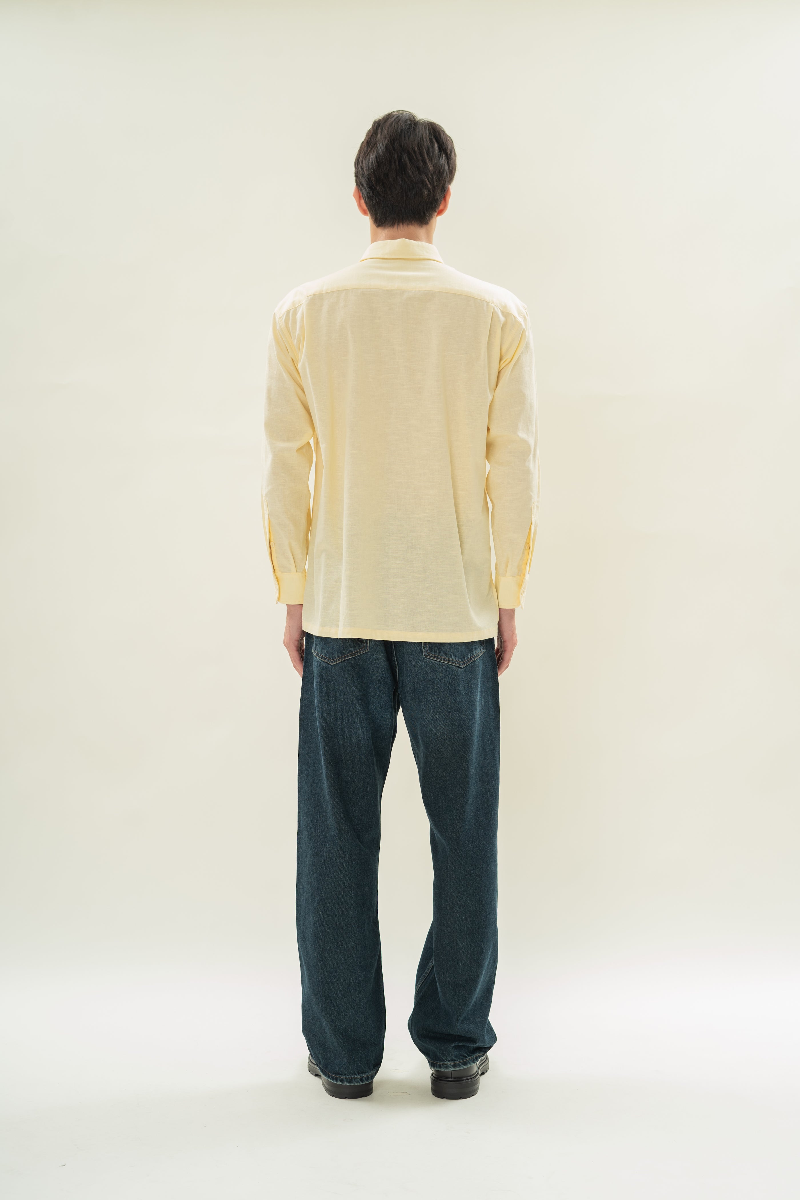 Men's Linen Long Sleeved Shirt in Eggnog