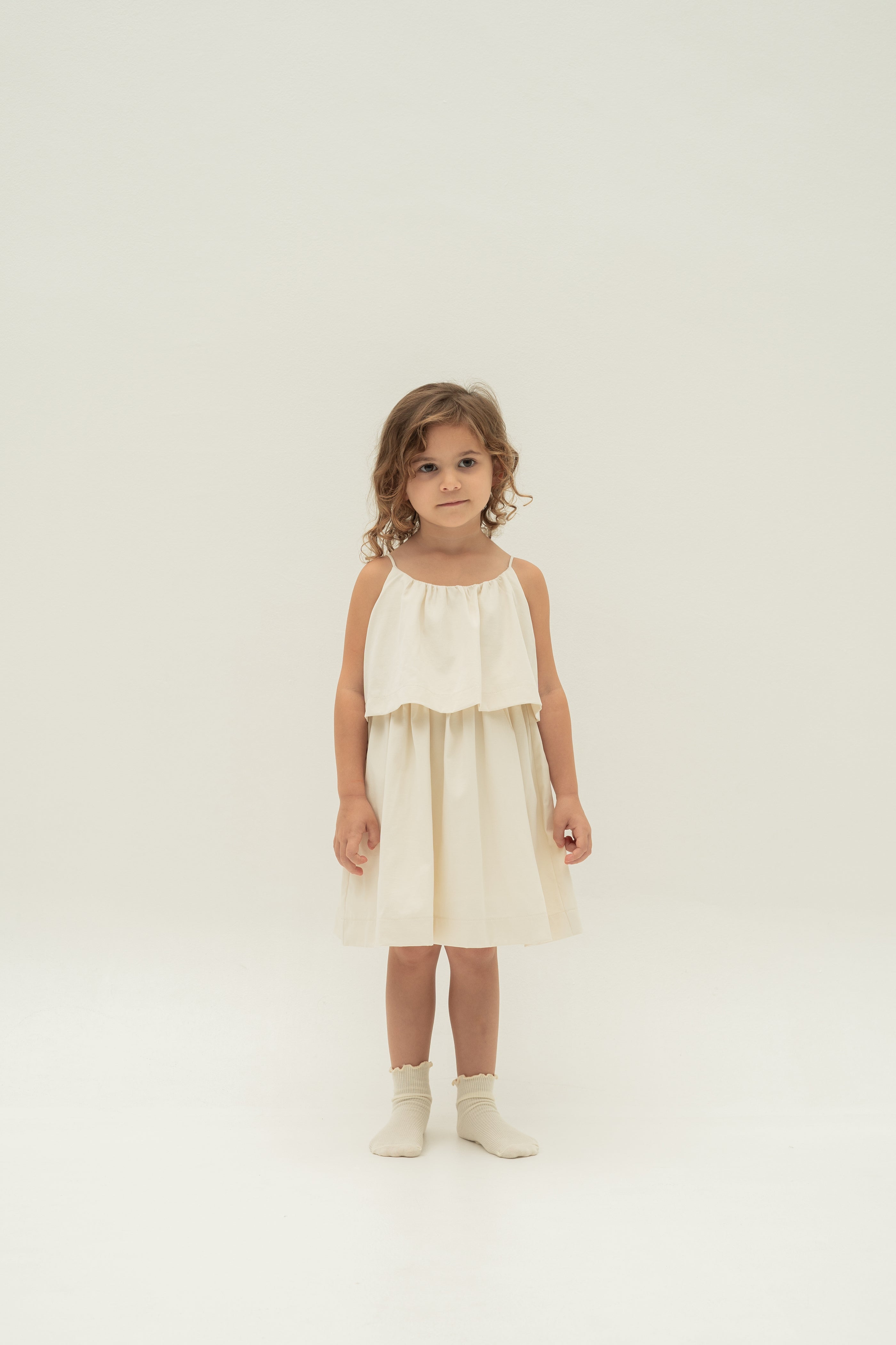 Mini Tiered Layered Dress in Natural