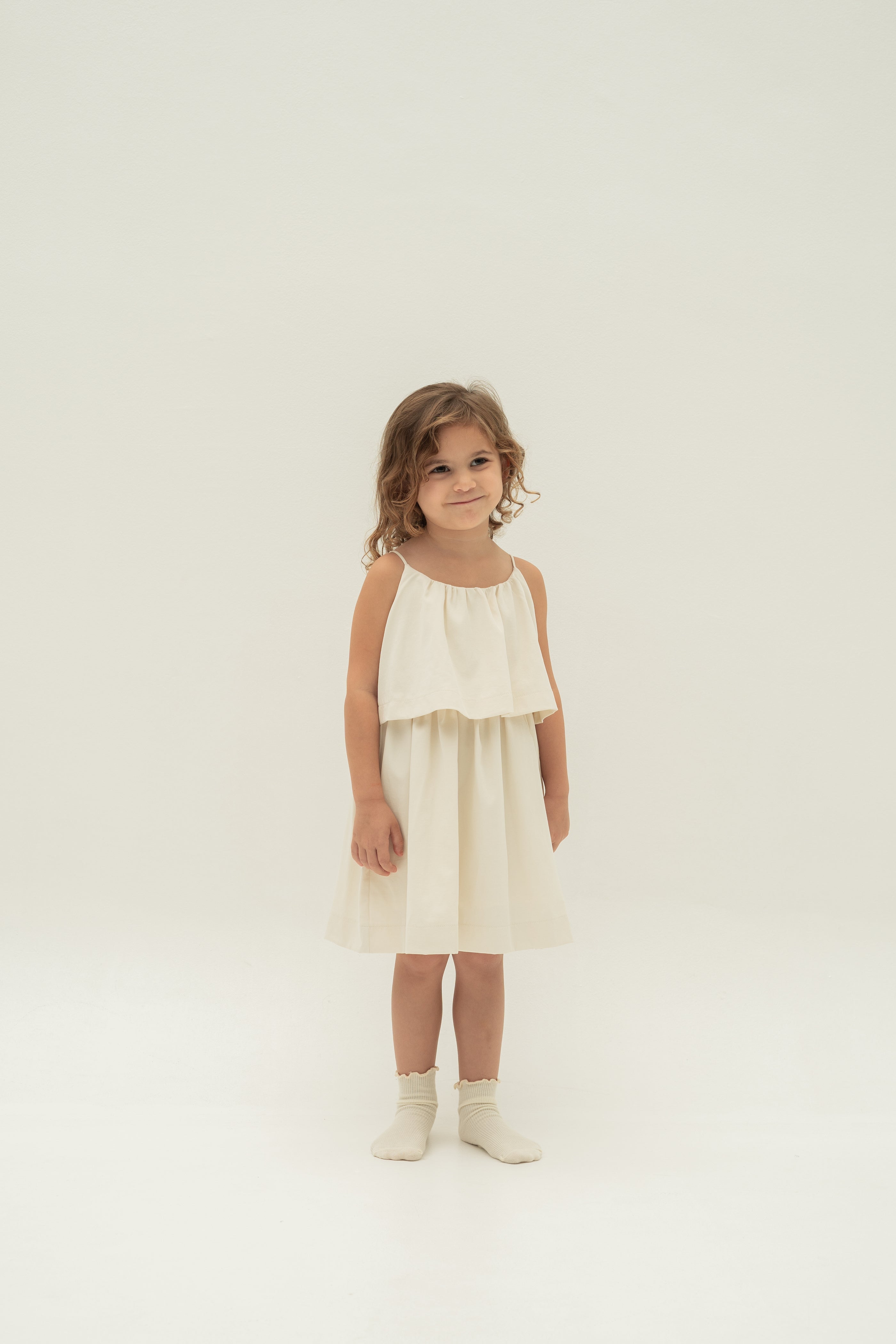 Mini Tiered Layered Dress in Natural