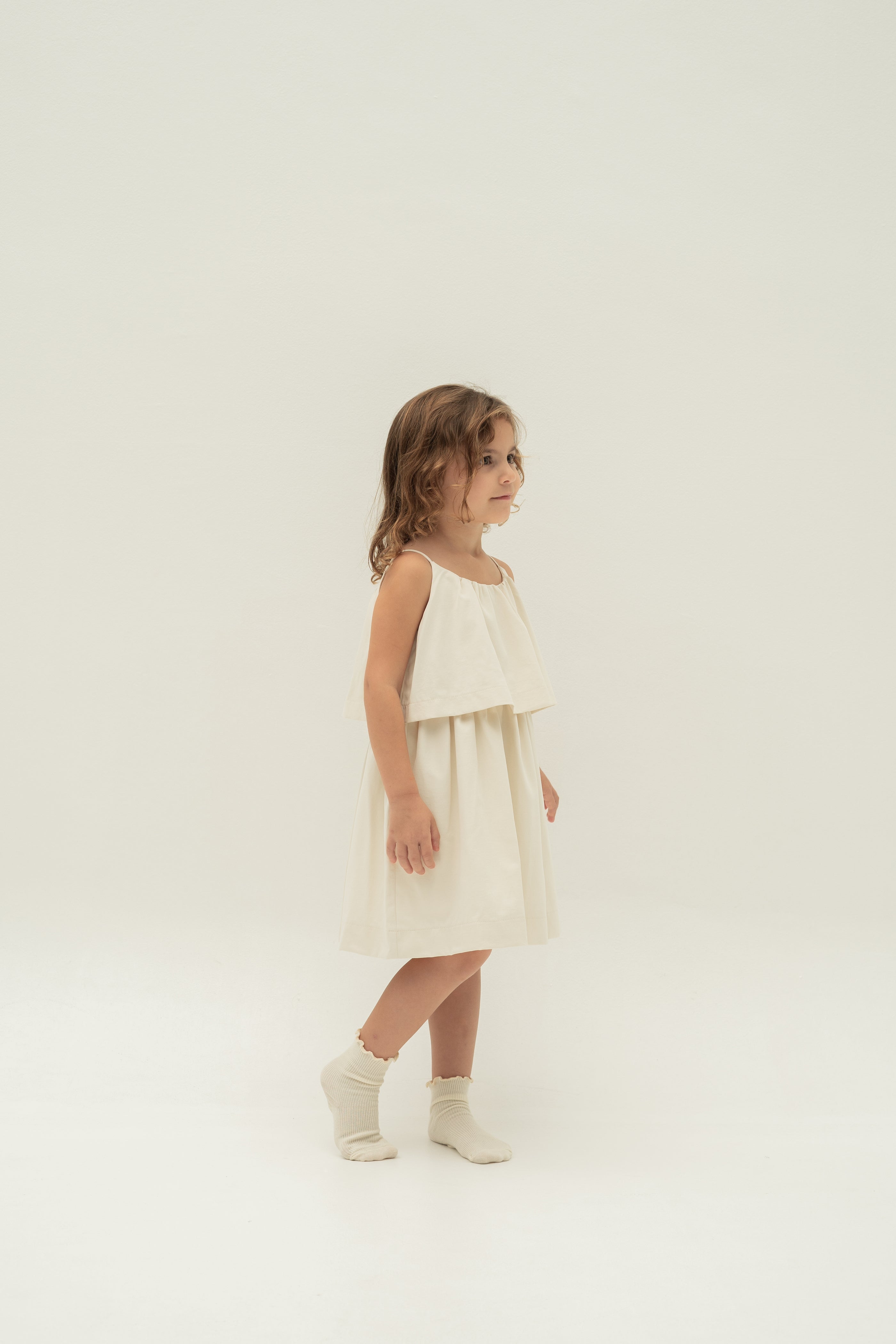 Mini Tiered Layered Dress in Natural