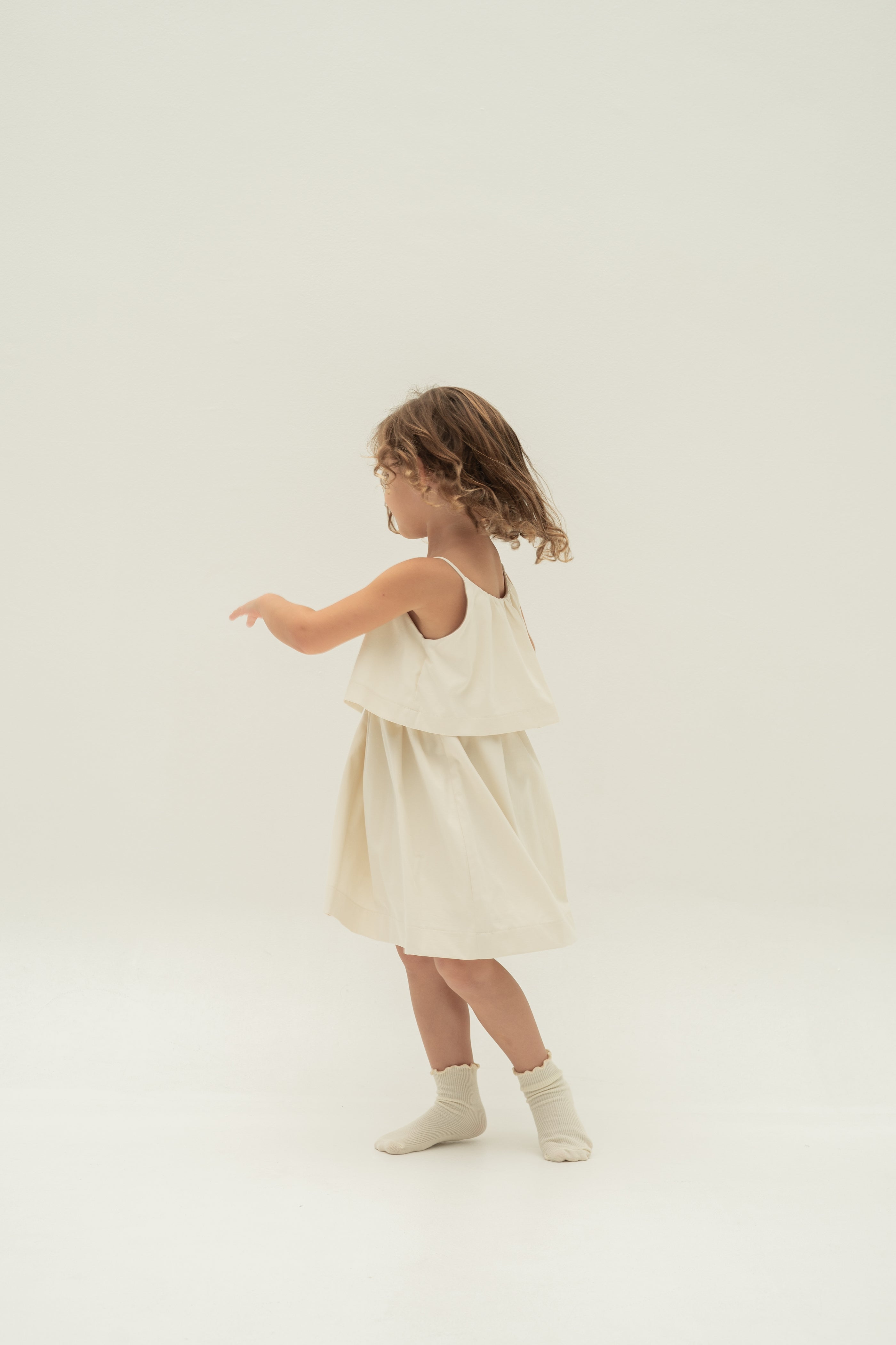 Mini Tiered Layered Dress in Natural