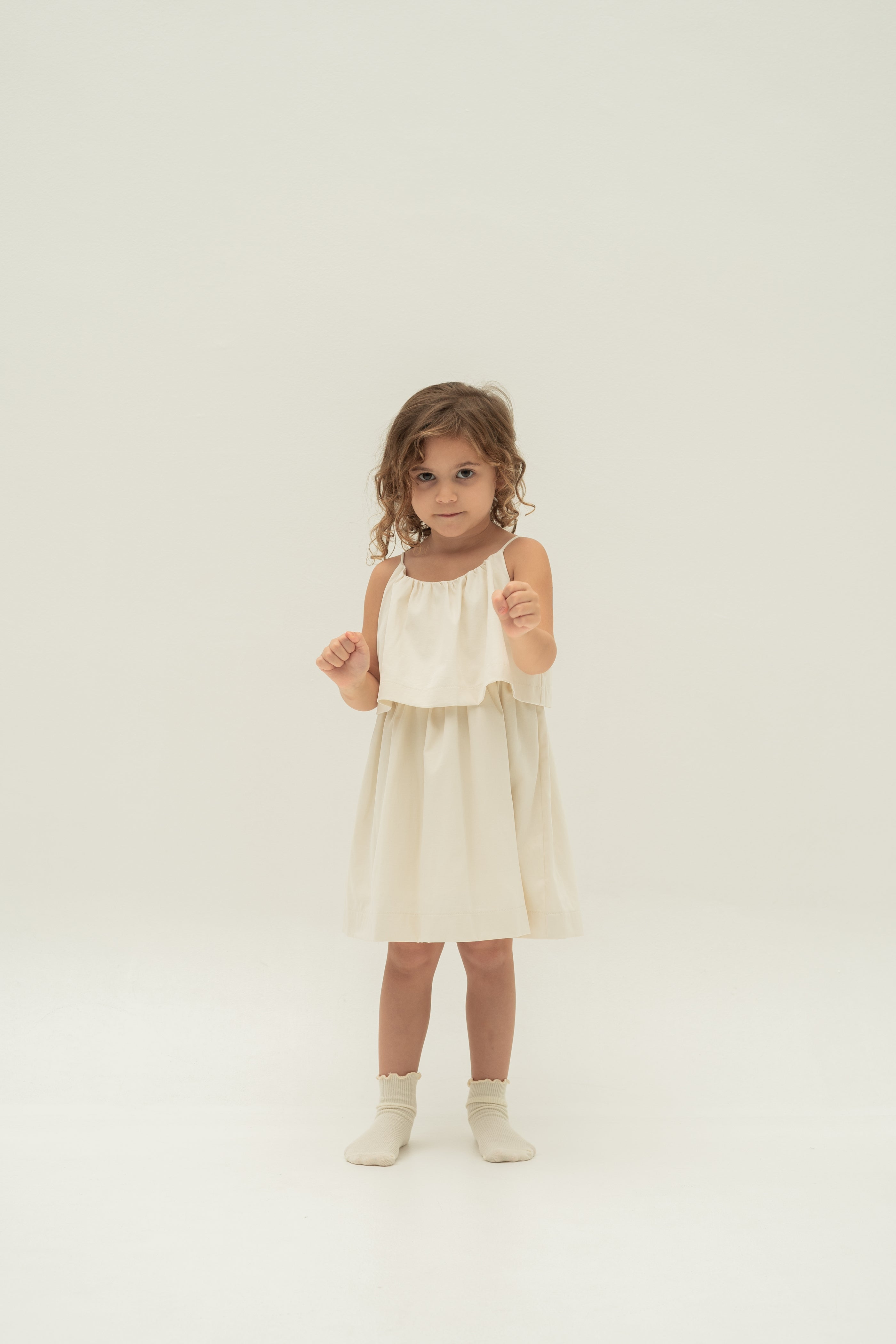 Mini Tiered Layered Dress in Natural