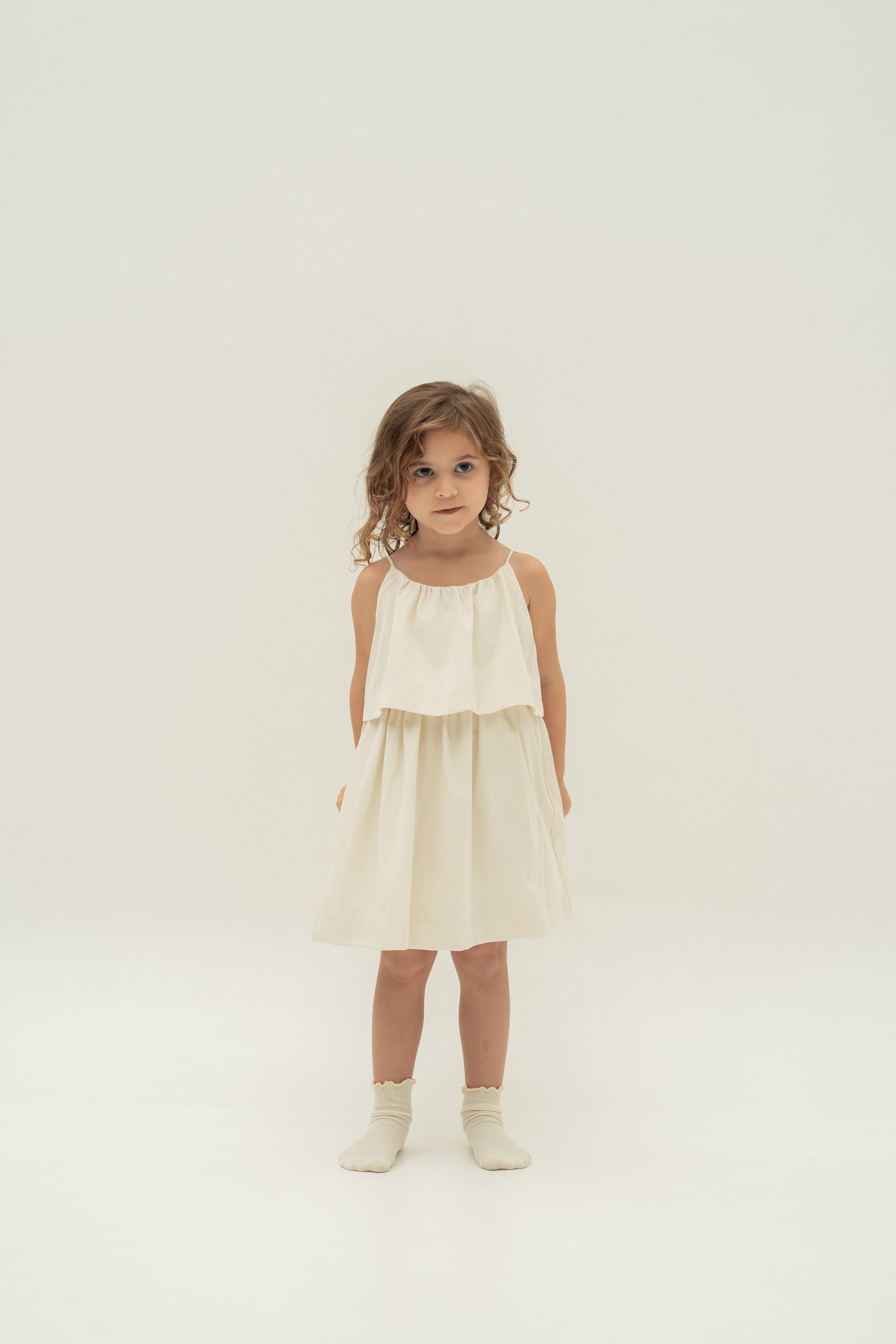 Mini Tiered Layered Dress in Natural