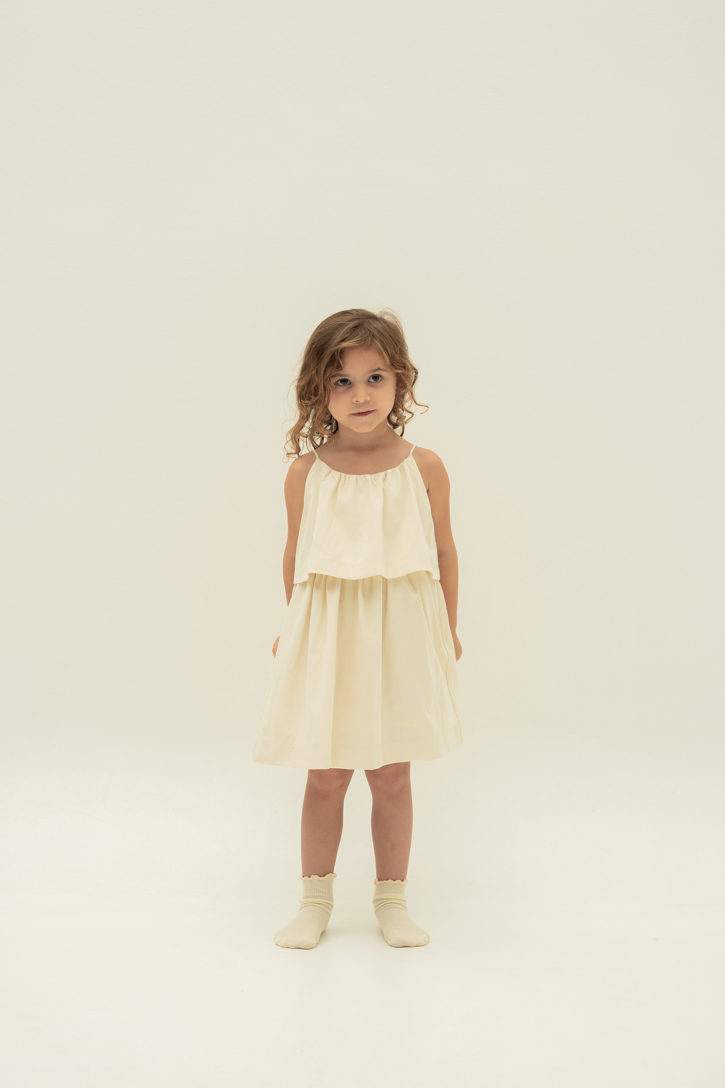 Mini Tiered Layered Dress in Natural