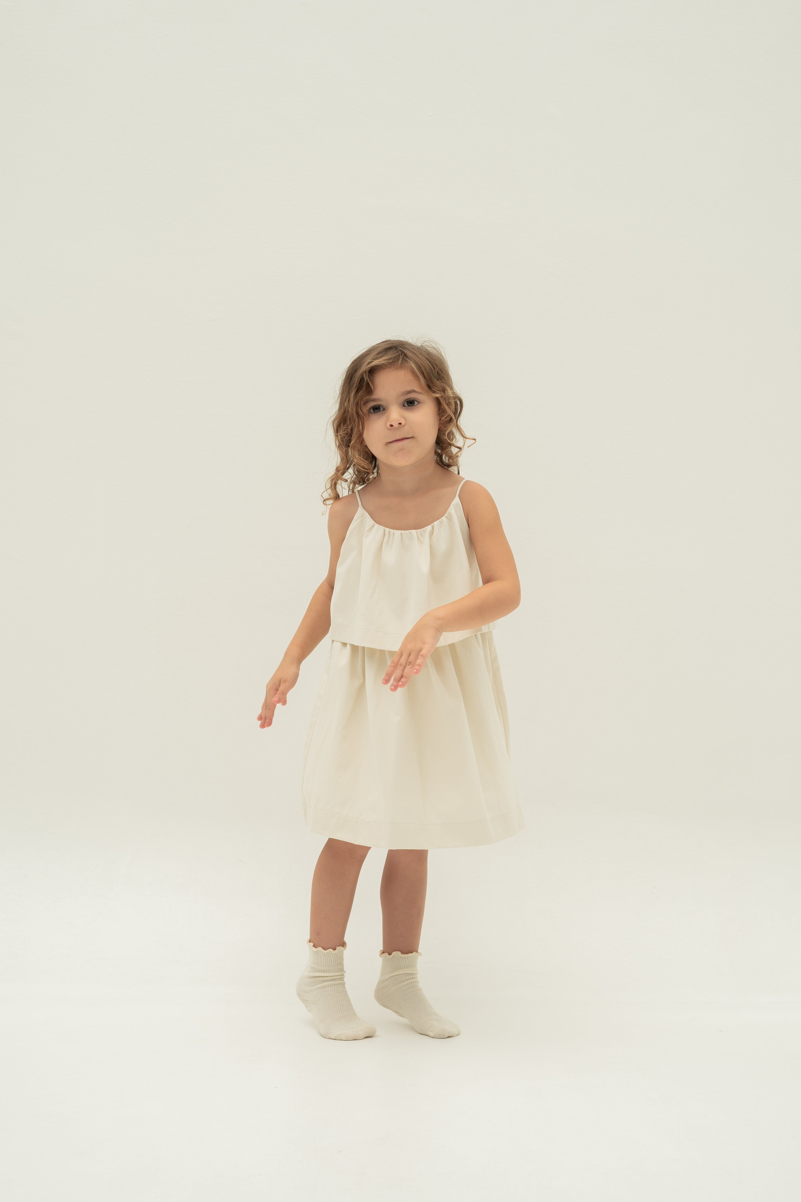 Mini Tiered Layered Dress in Natural