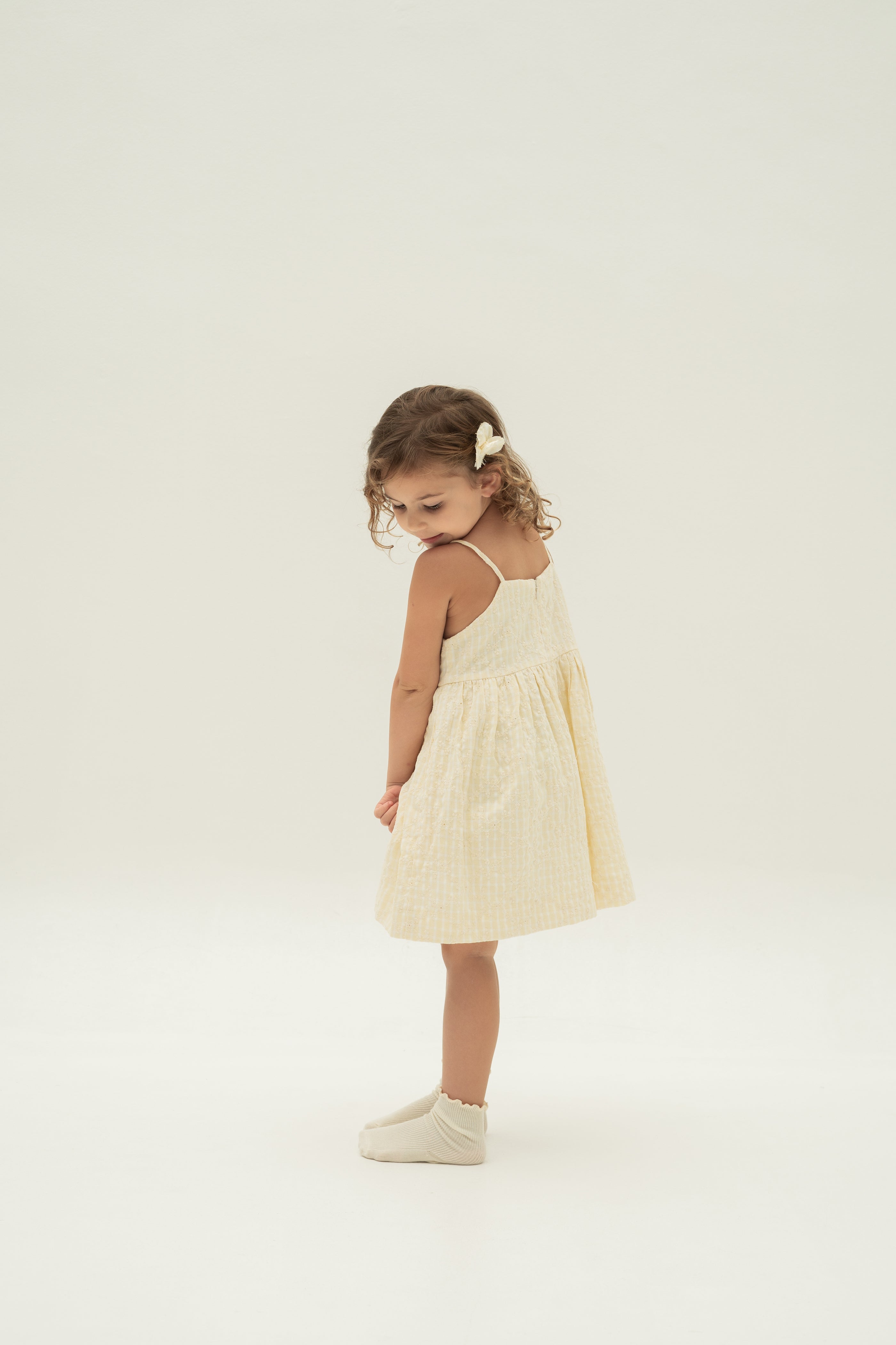 Mini Sleeveless Dress With Detachable Florals in Yellow