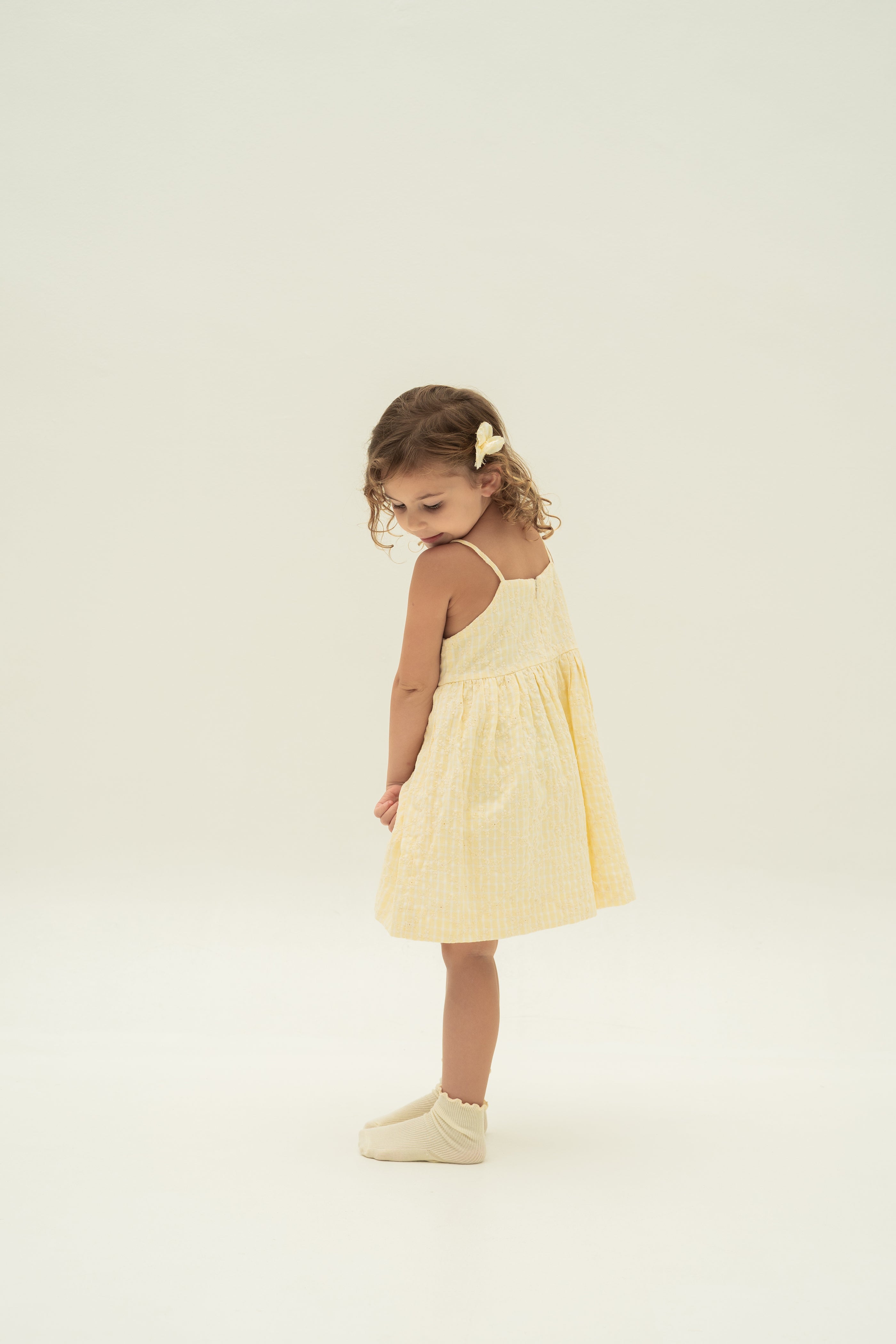 Mini Sleeveless Dress With Detachable Florals in Yellow