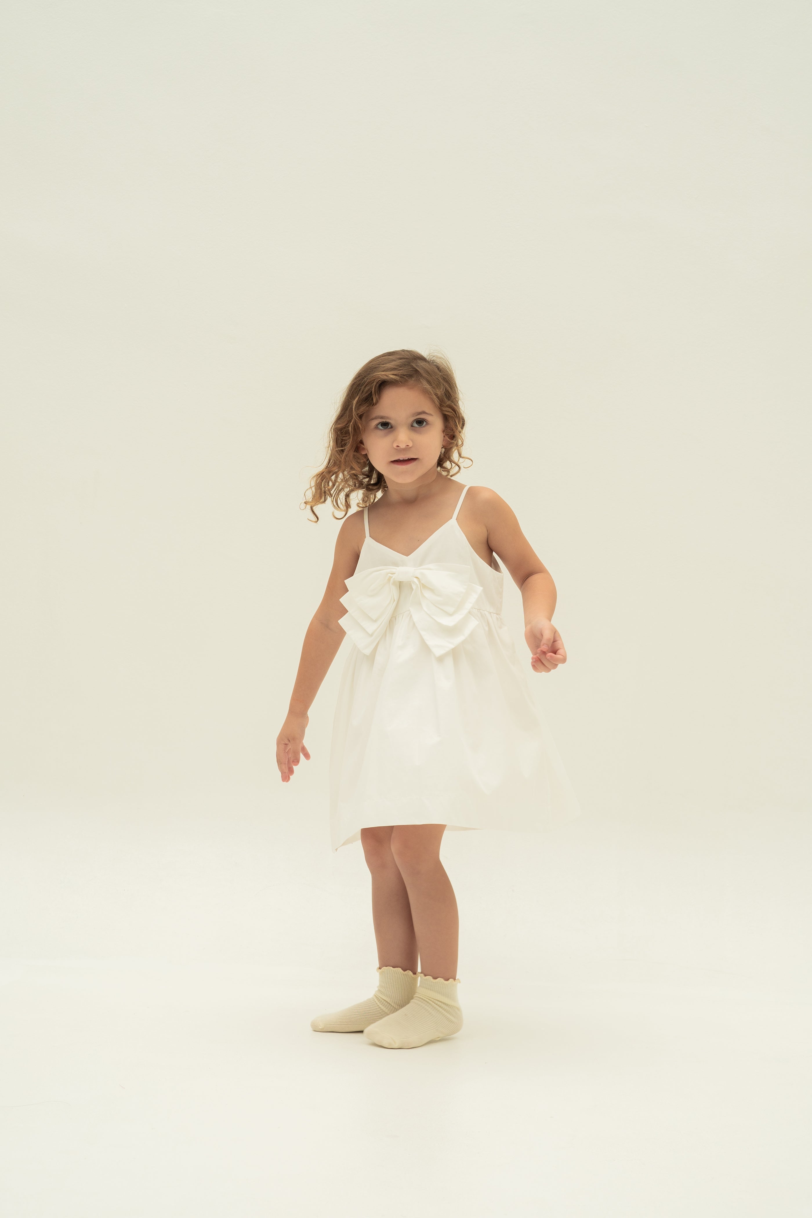 Mini Sleeveless Dress With Detachable Bow in White