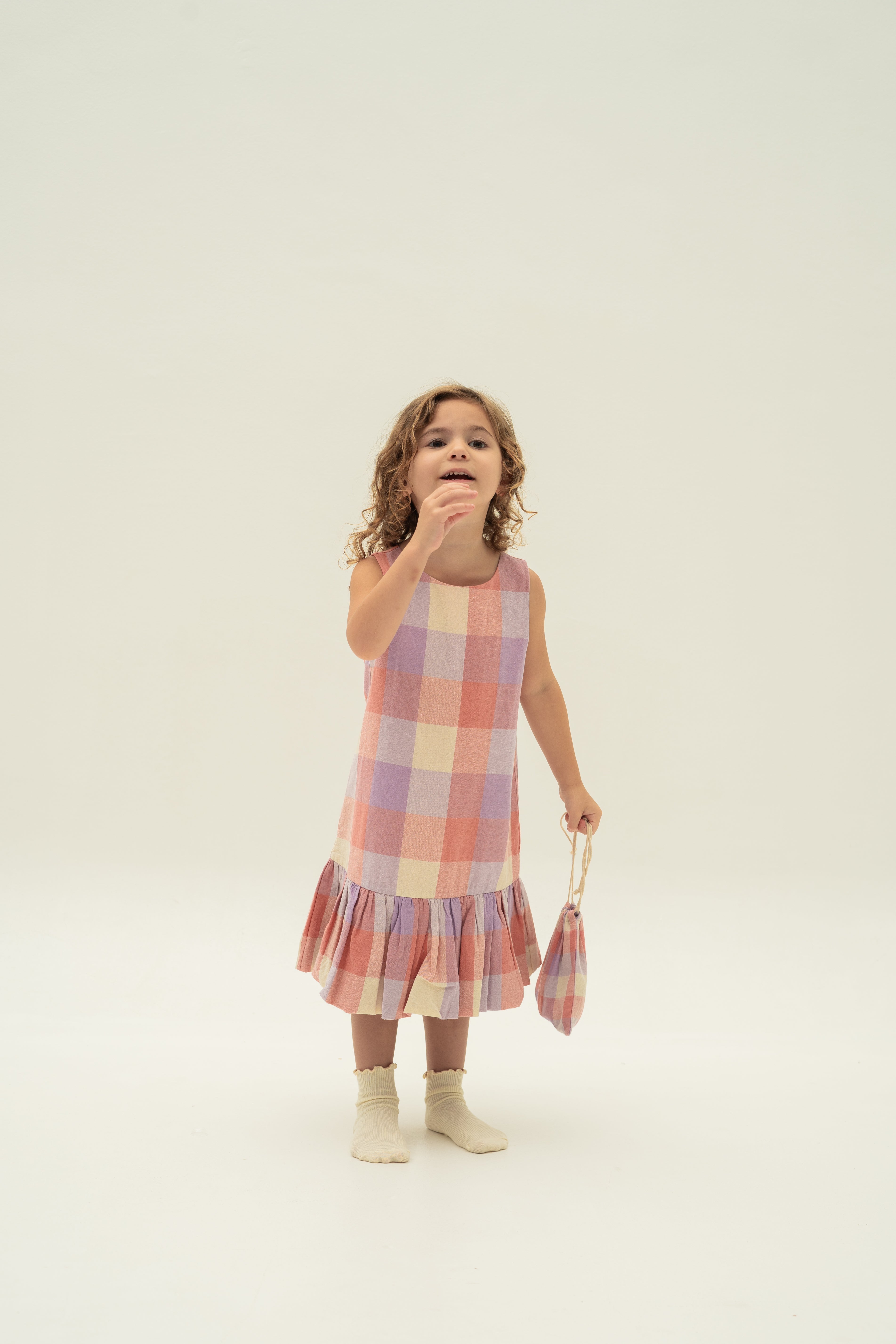 Mini Bubble Hem Dress in Joie Gingham