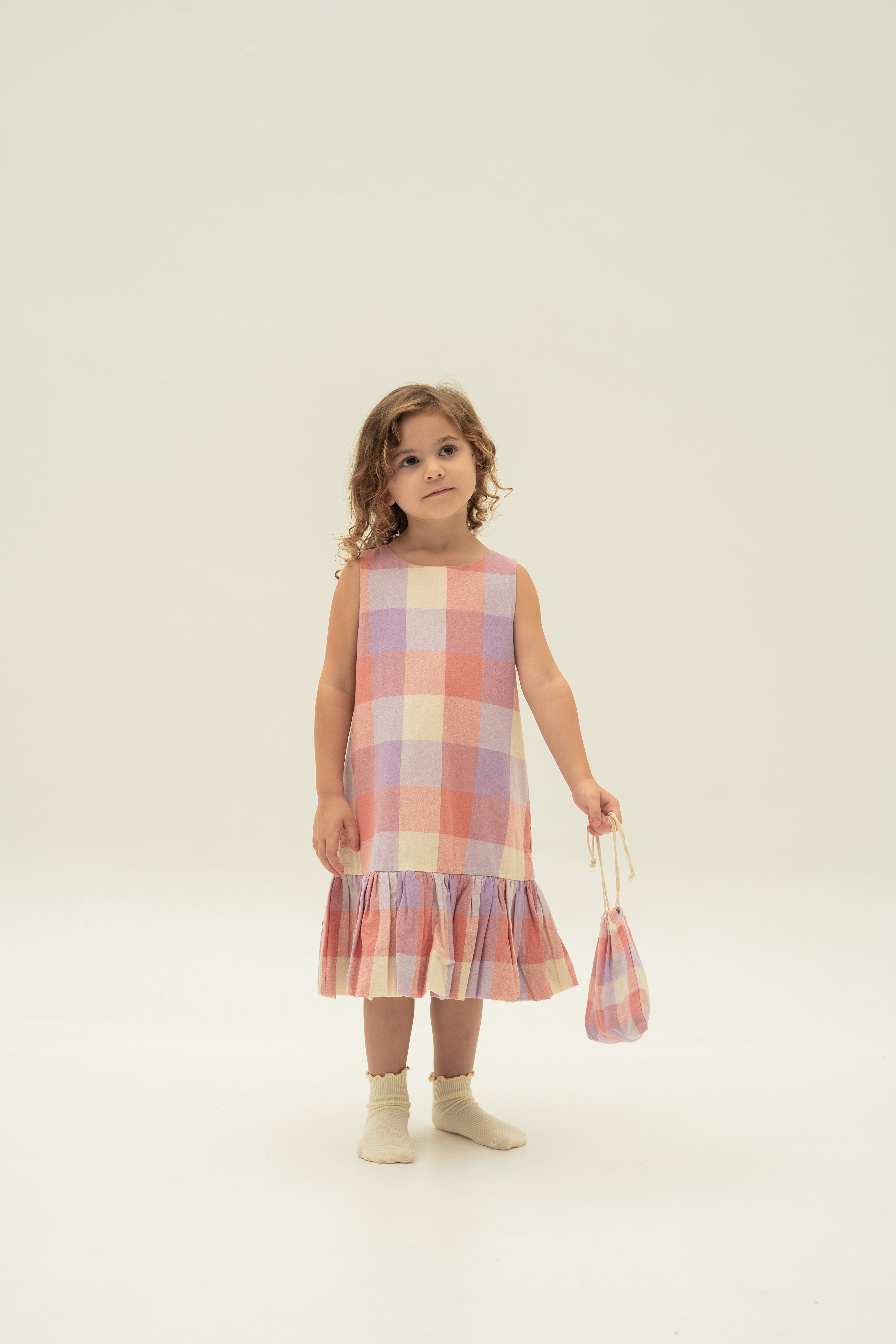 Mini Bubble Hem Dress in Joie Gingham