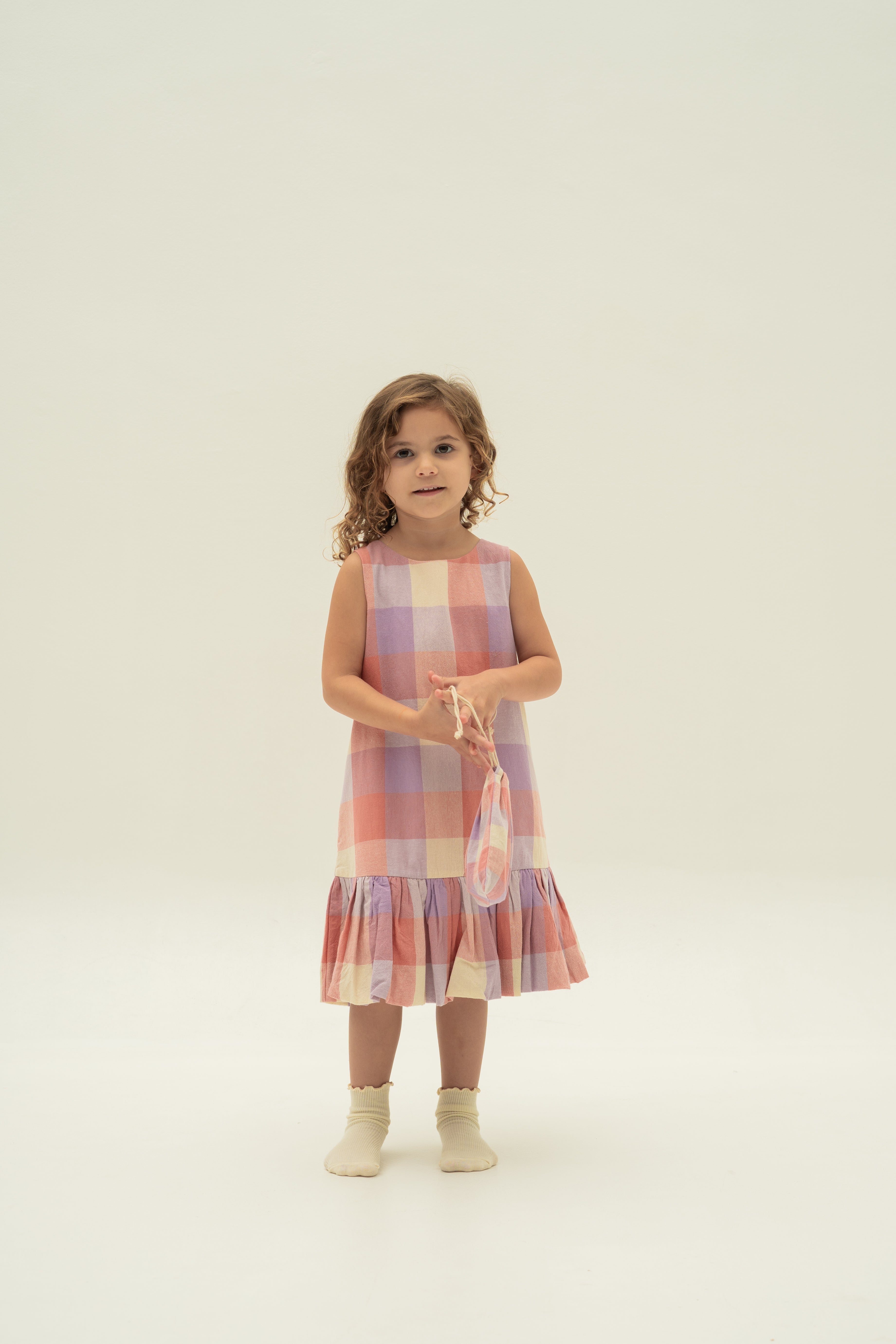 Mini Bubble Hem Dress in Joie Gingham