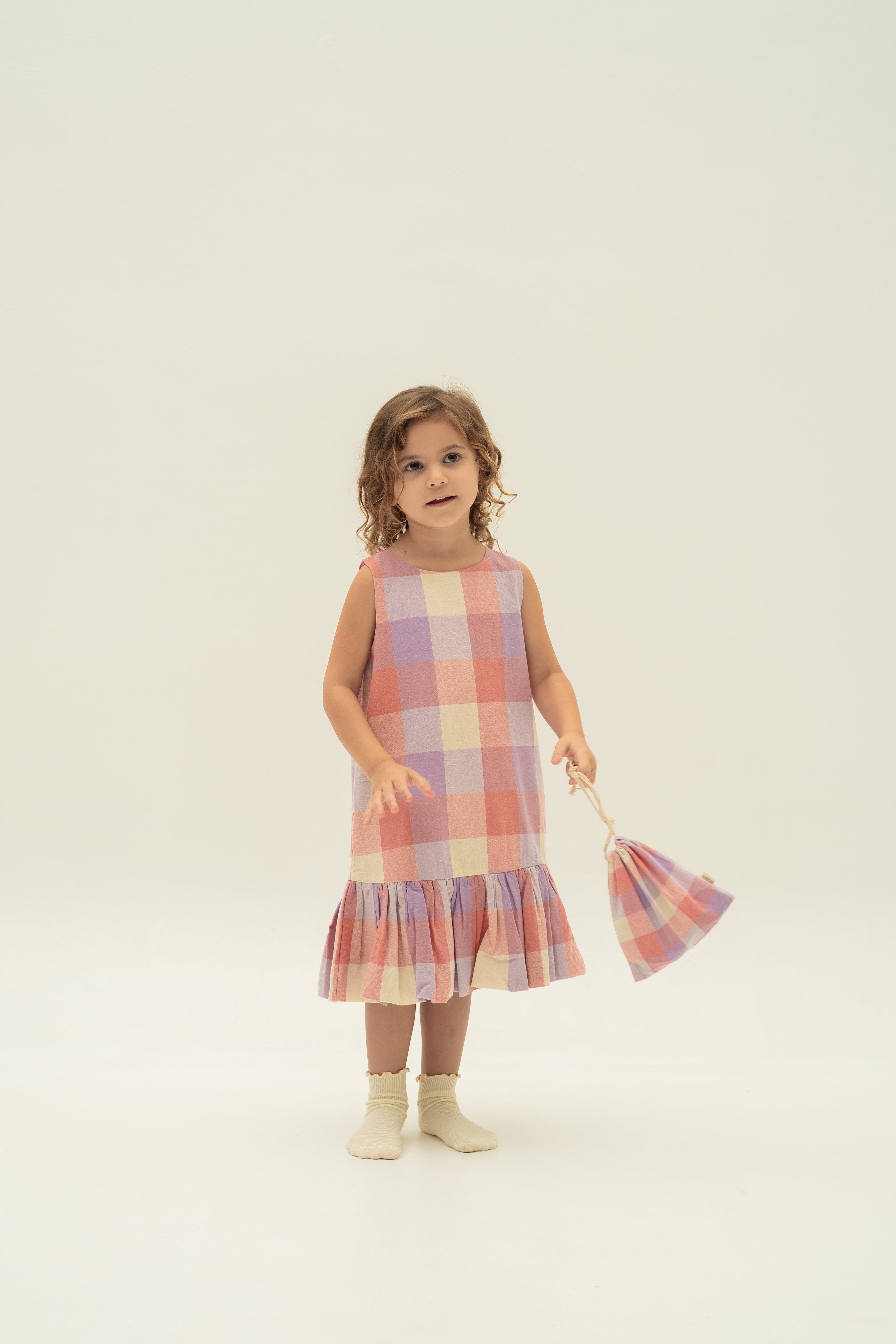 Mini Bubble Hem Dress in Joie Gingham