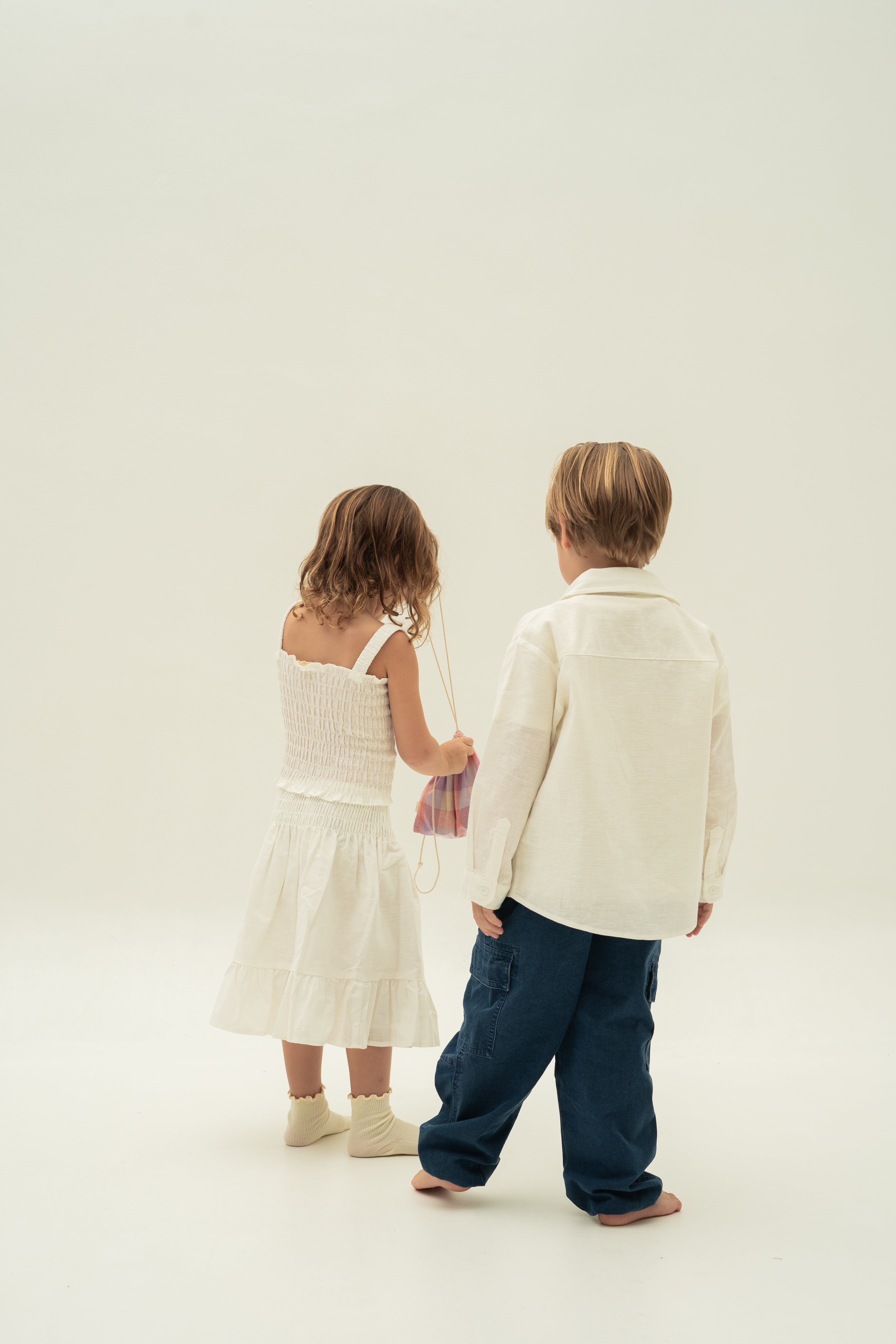 Mini Mandarin Collar Shirt in White