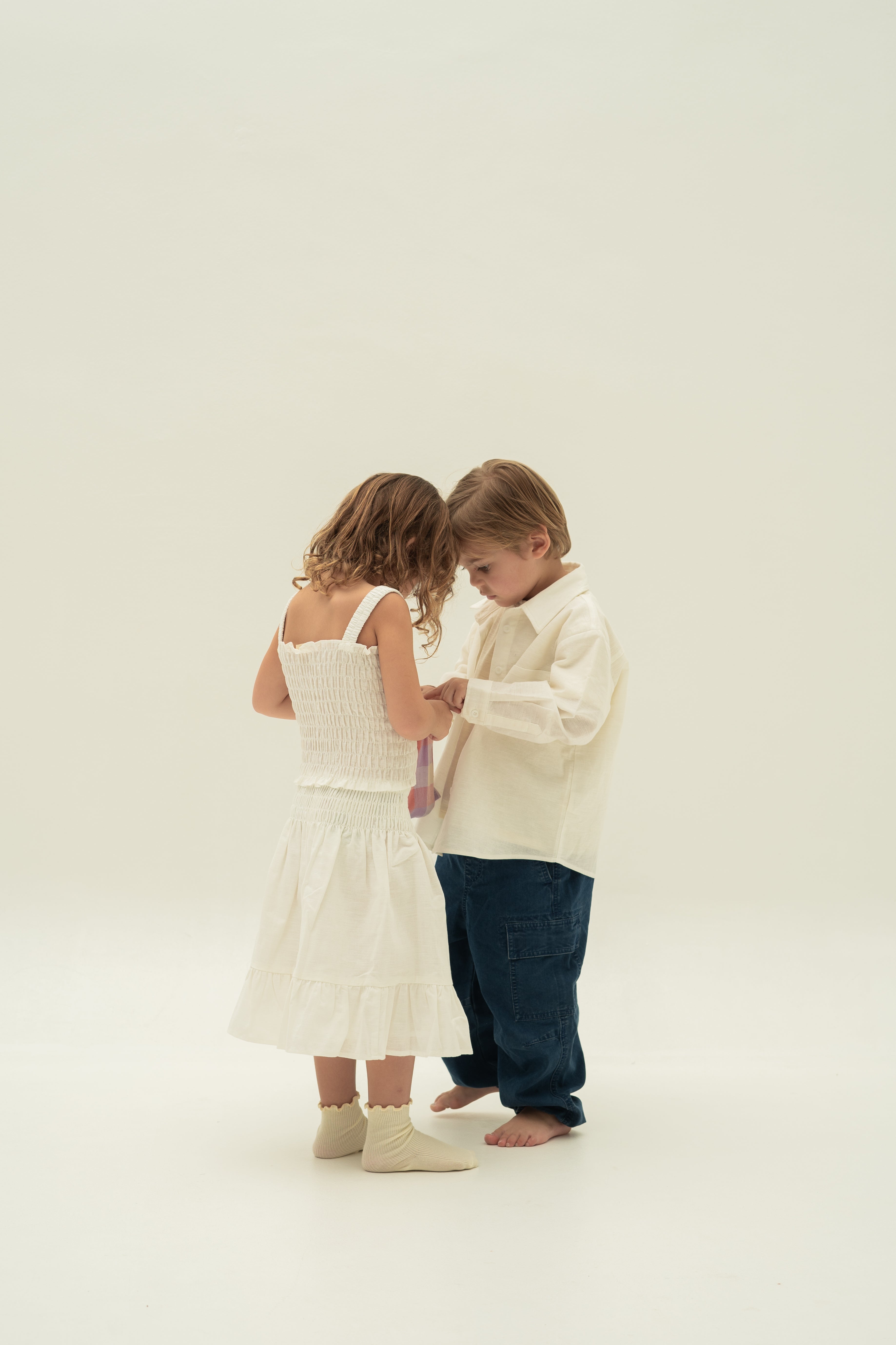 Mini Mandarin Collar Shirt in White