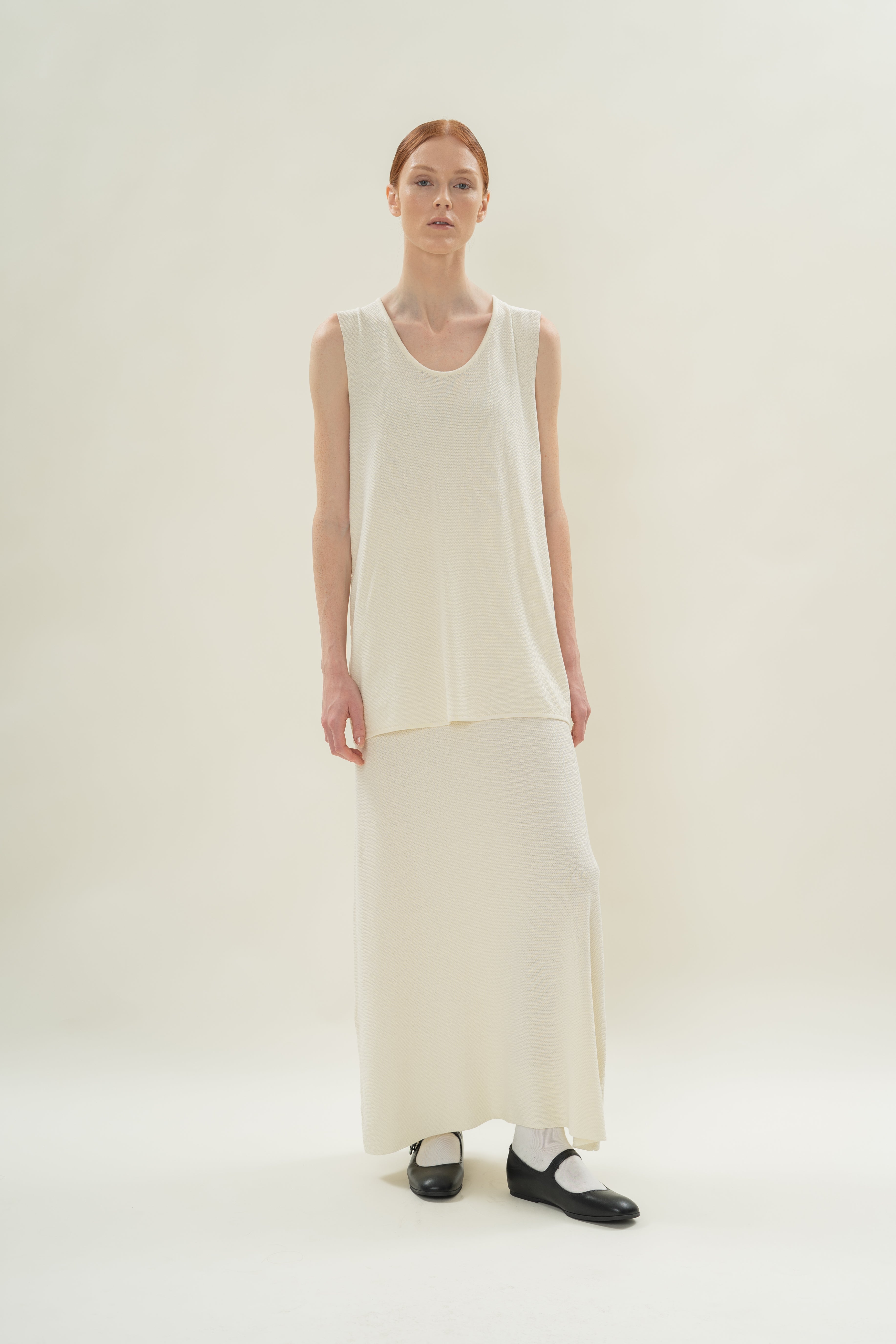 Seed Stitch Knit Tunic in Natural