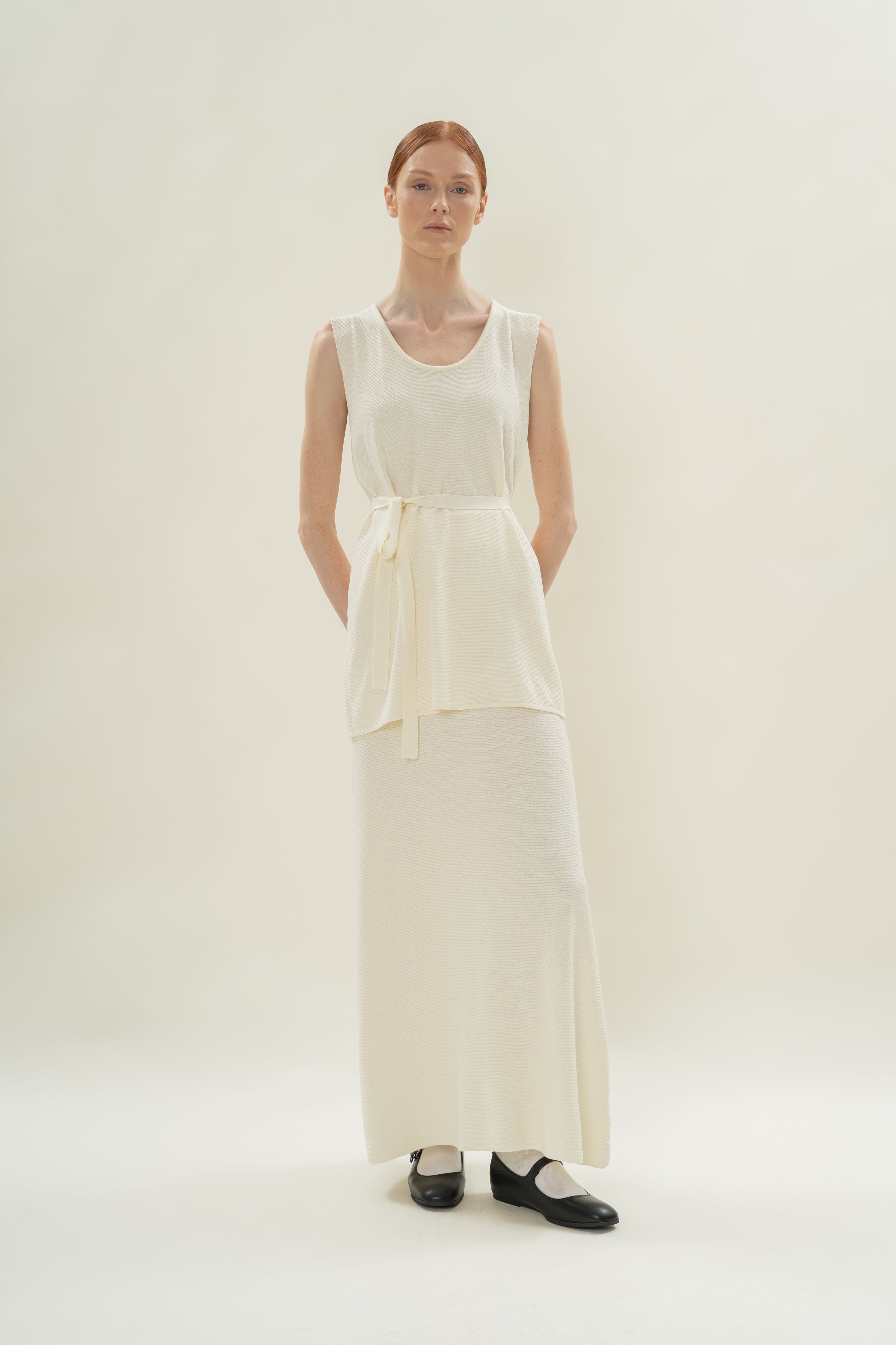 Seed Stitch Knit Tunic in Natural