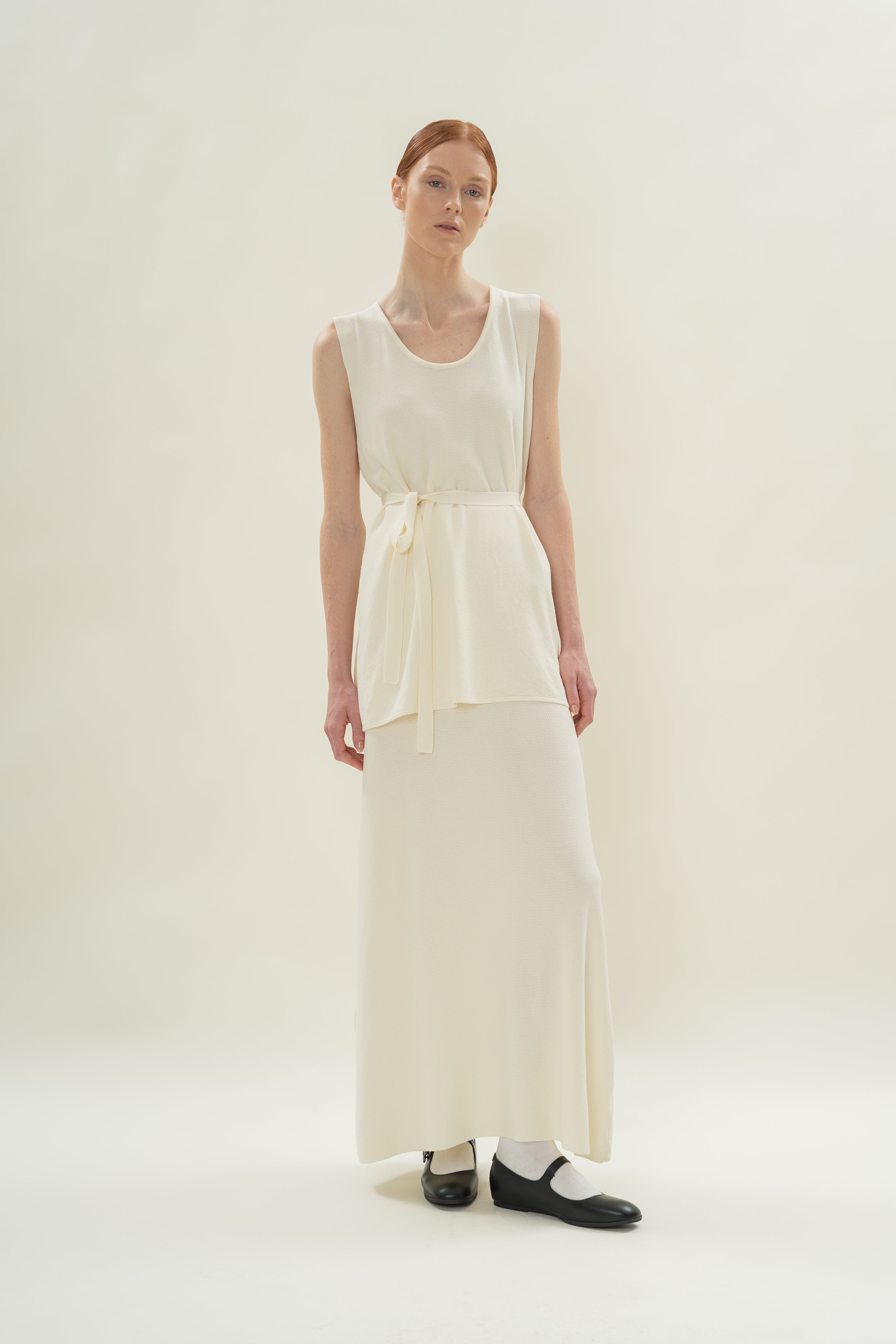 Seed Stitch Knit Tunic in Natural
