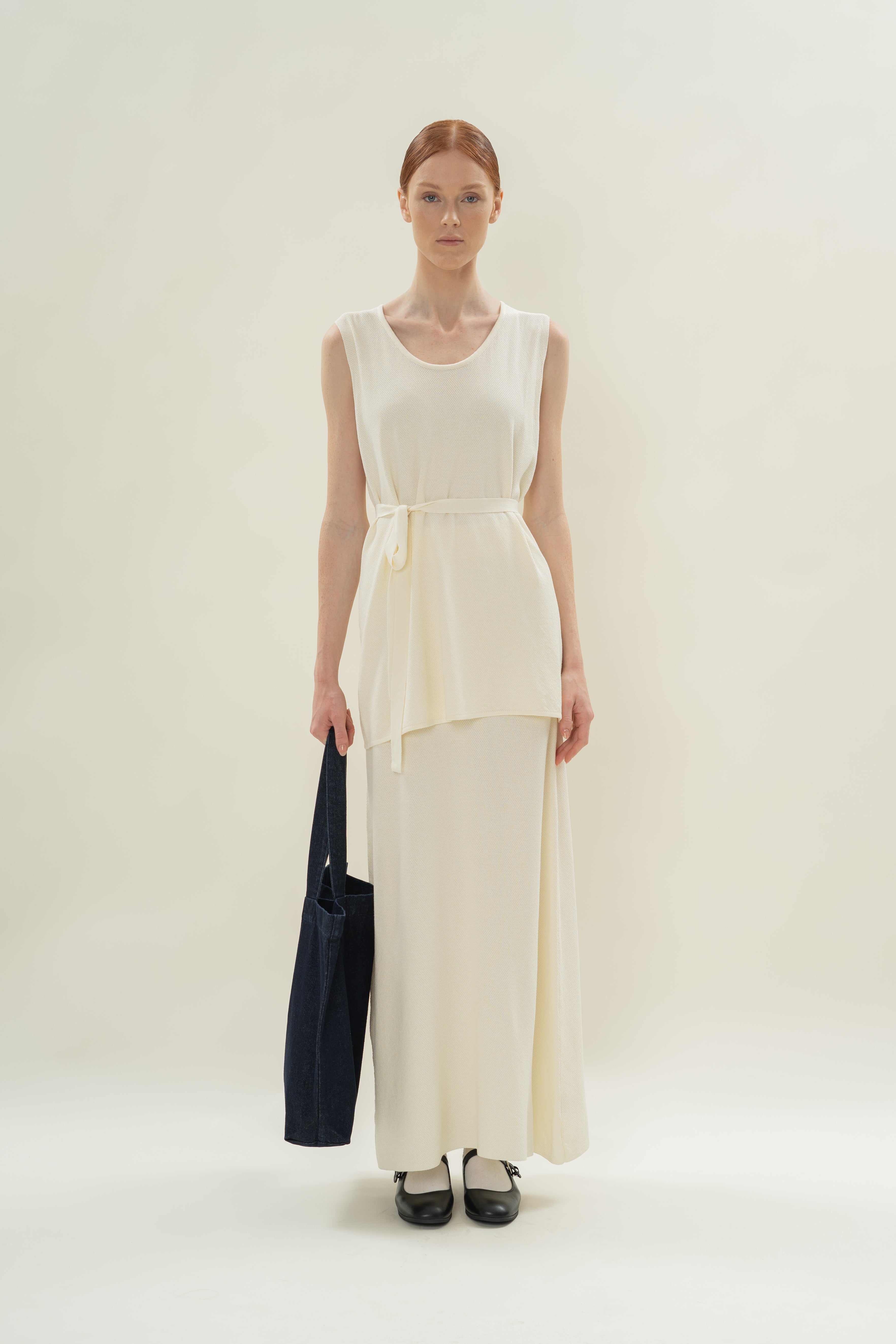 Seed Stitch Knit Tunic in Natural