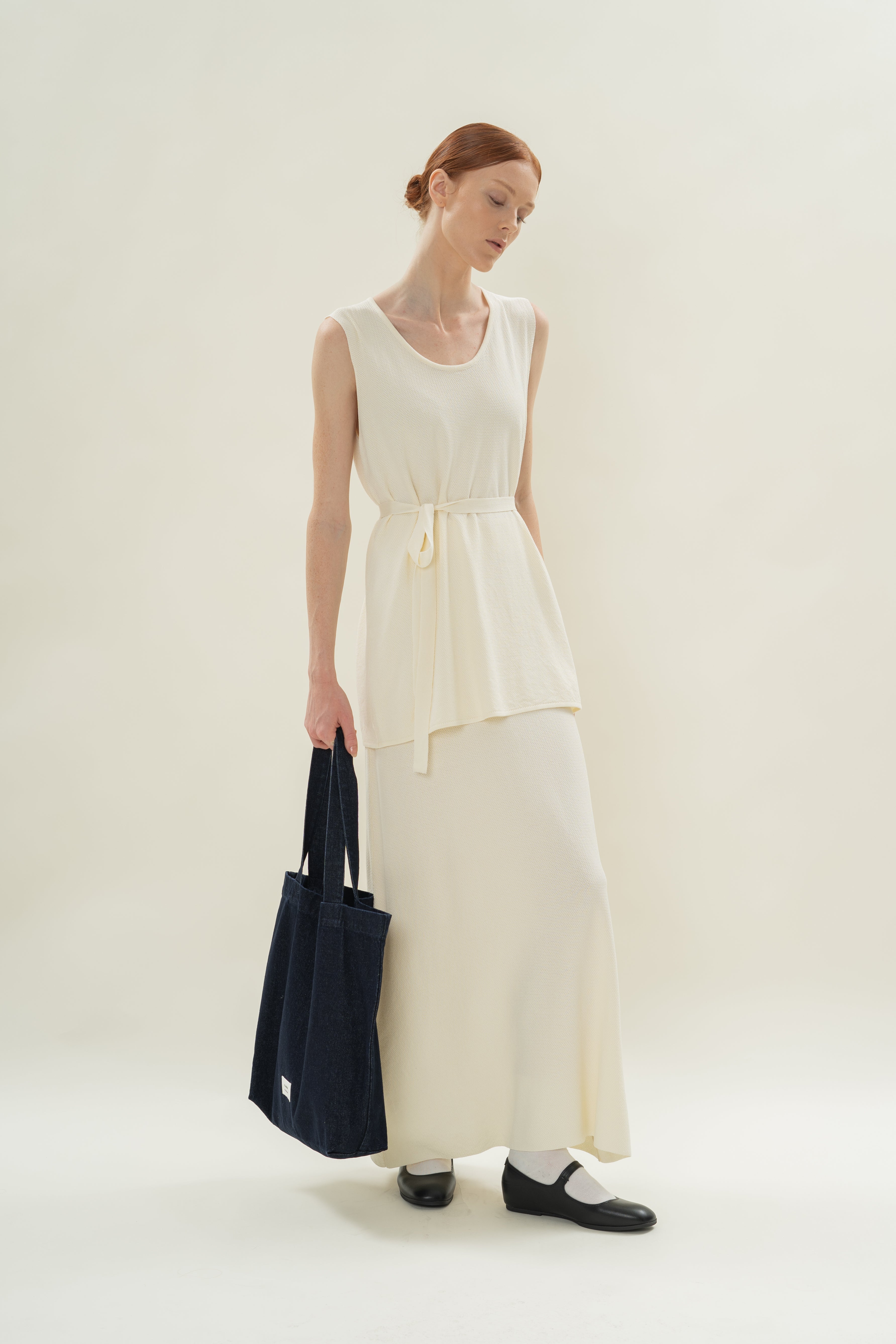 Seed Stitch Knit Tunic in Natural