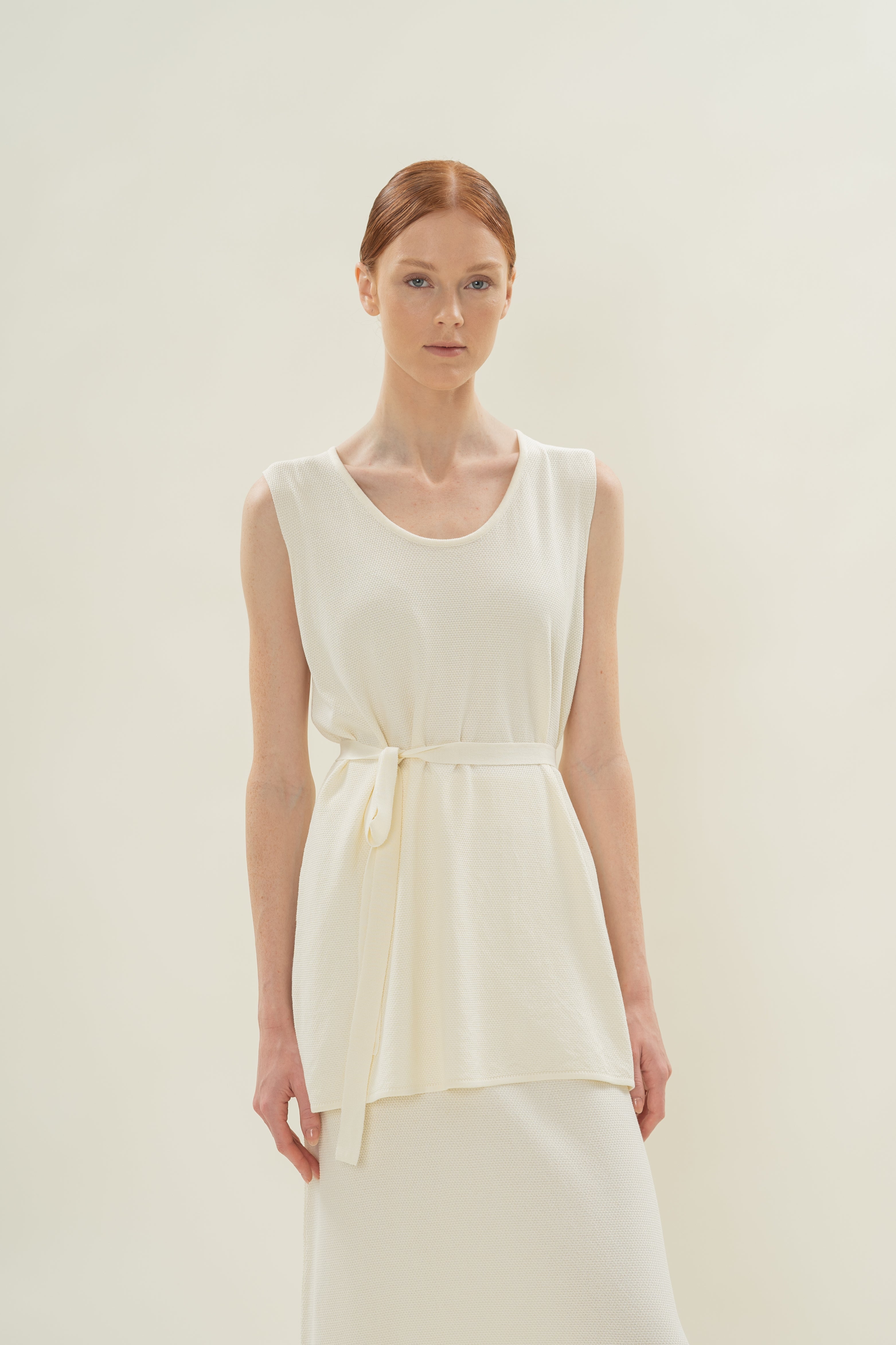 Seed Stitch Knit Tunic in Natural