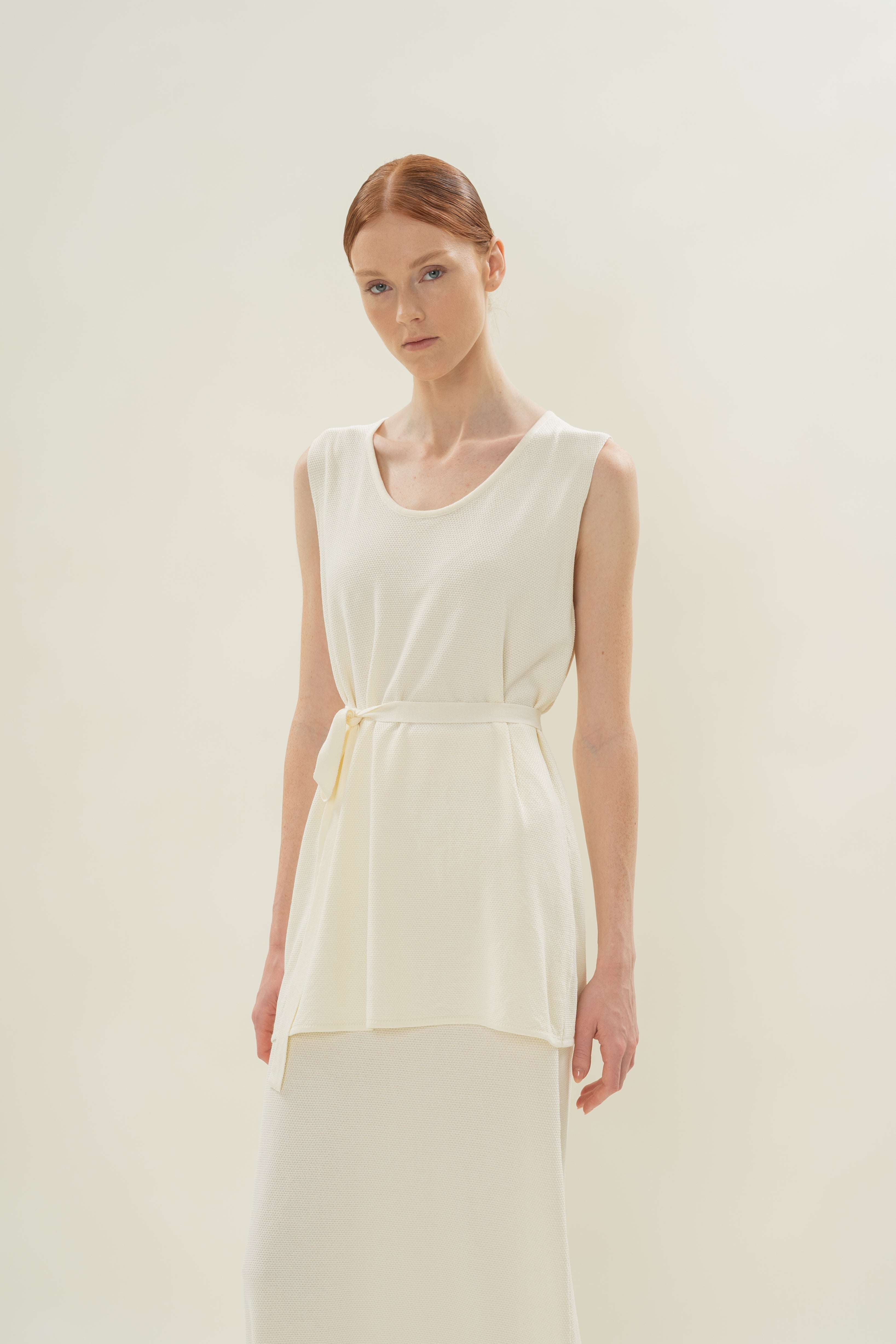 Seed Stitch Knit Tunic in Natural