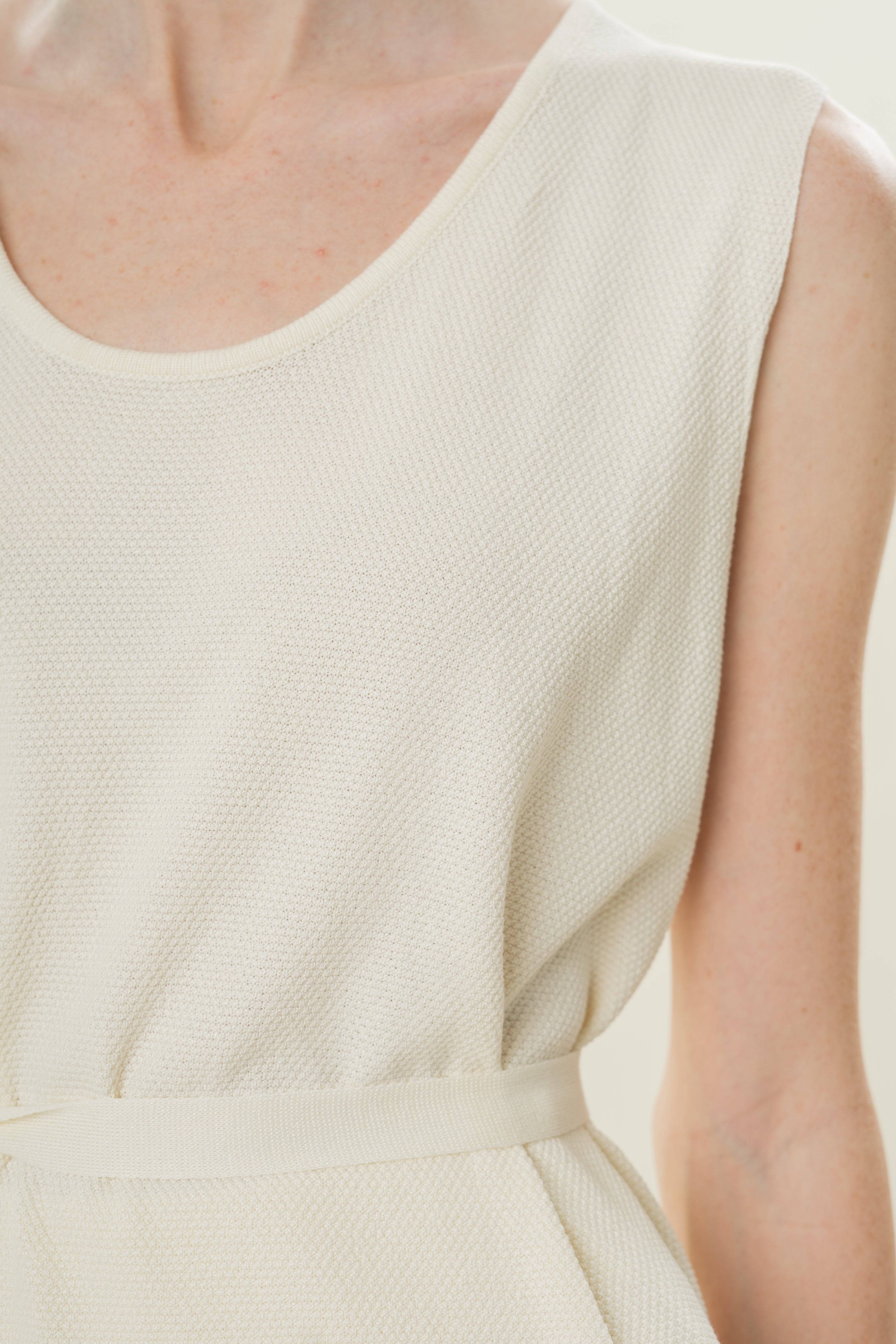 Seed Stitch Knit Tunic in Natural