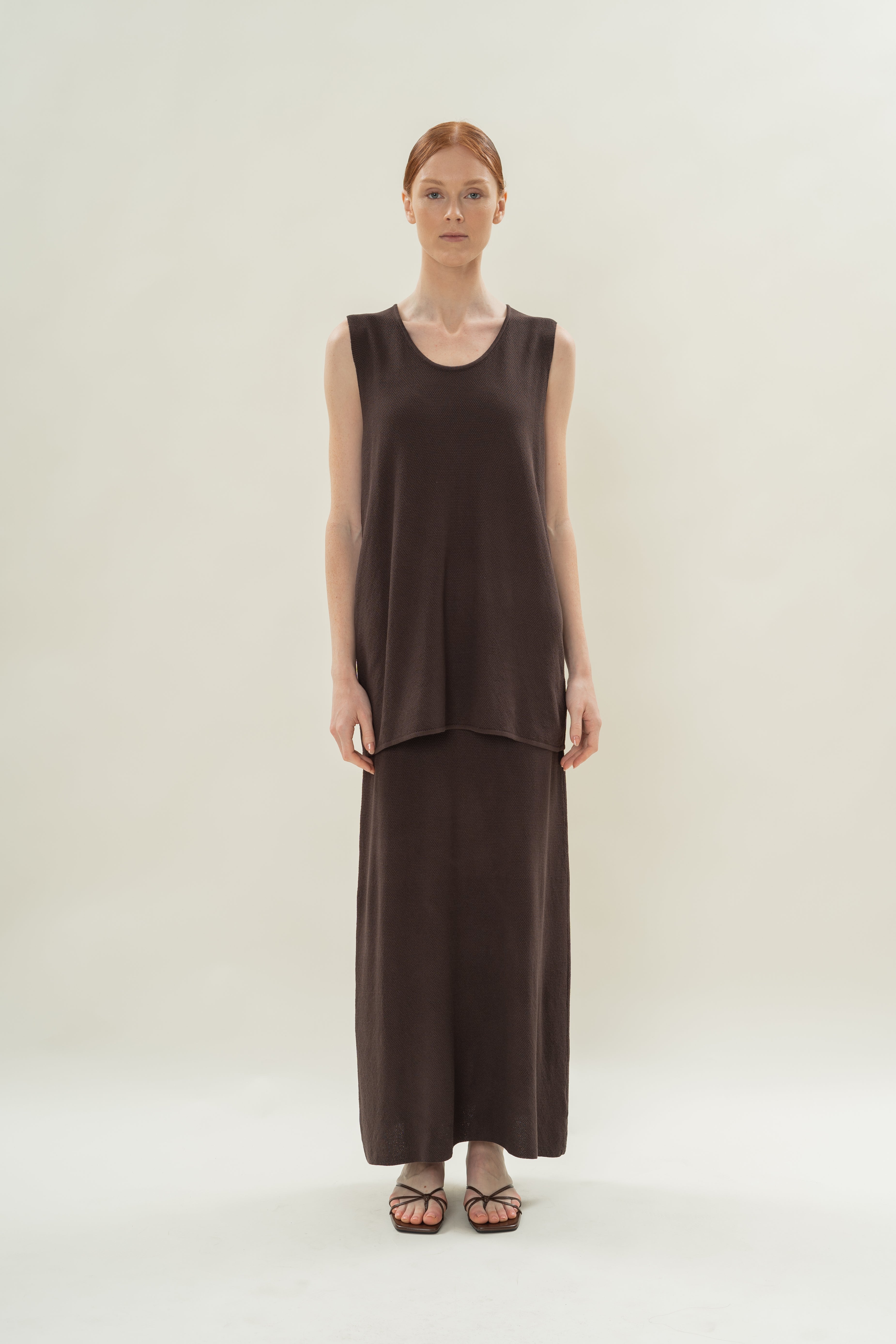 Seed Stitch Knit Tunic in Soil