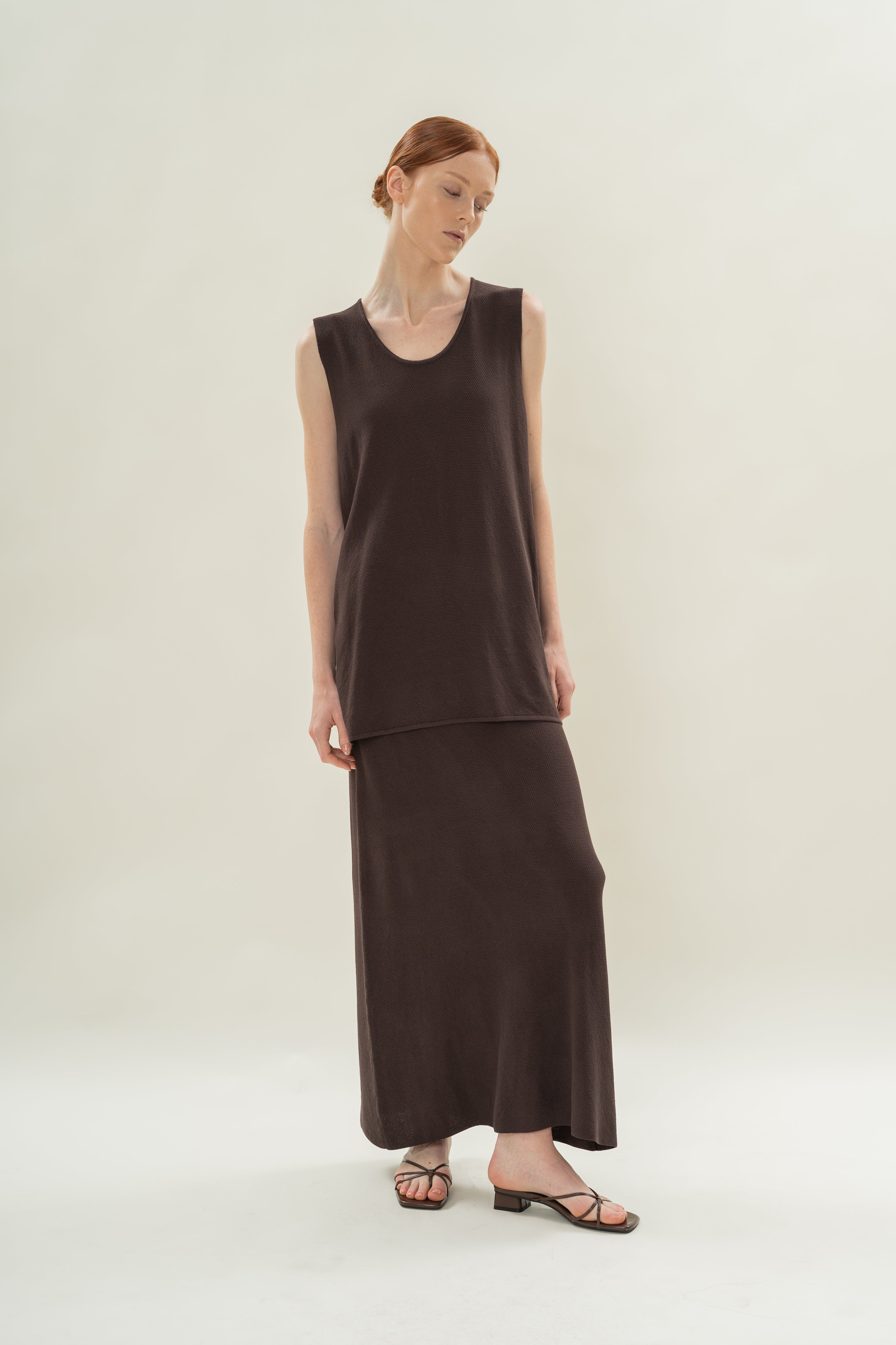 Seed Stitch Knit Tunic in Soil