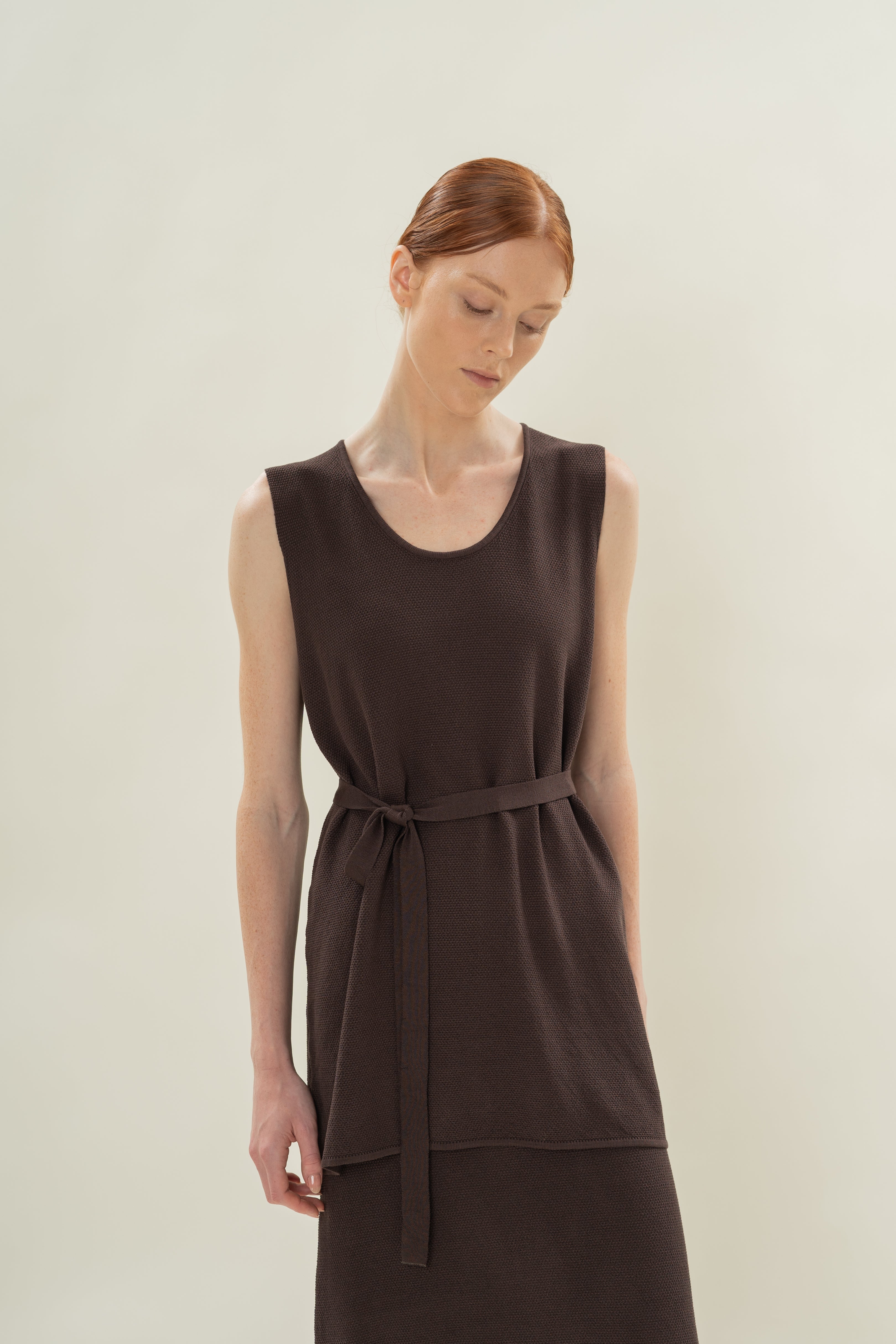 Seed Stitch Knit Tunic in Soil