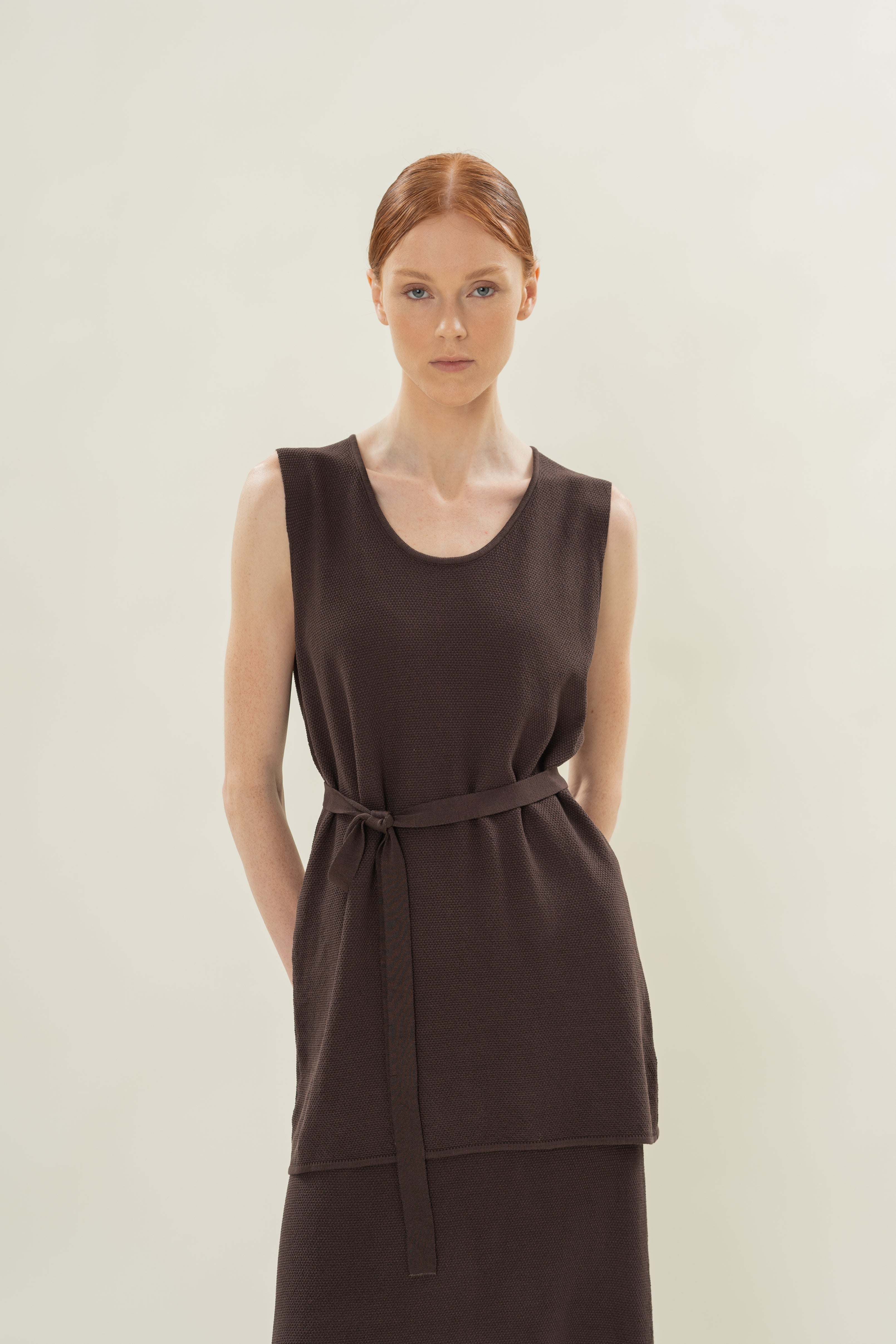Seed Stitch Knit Tunic in Soil