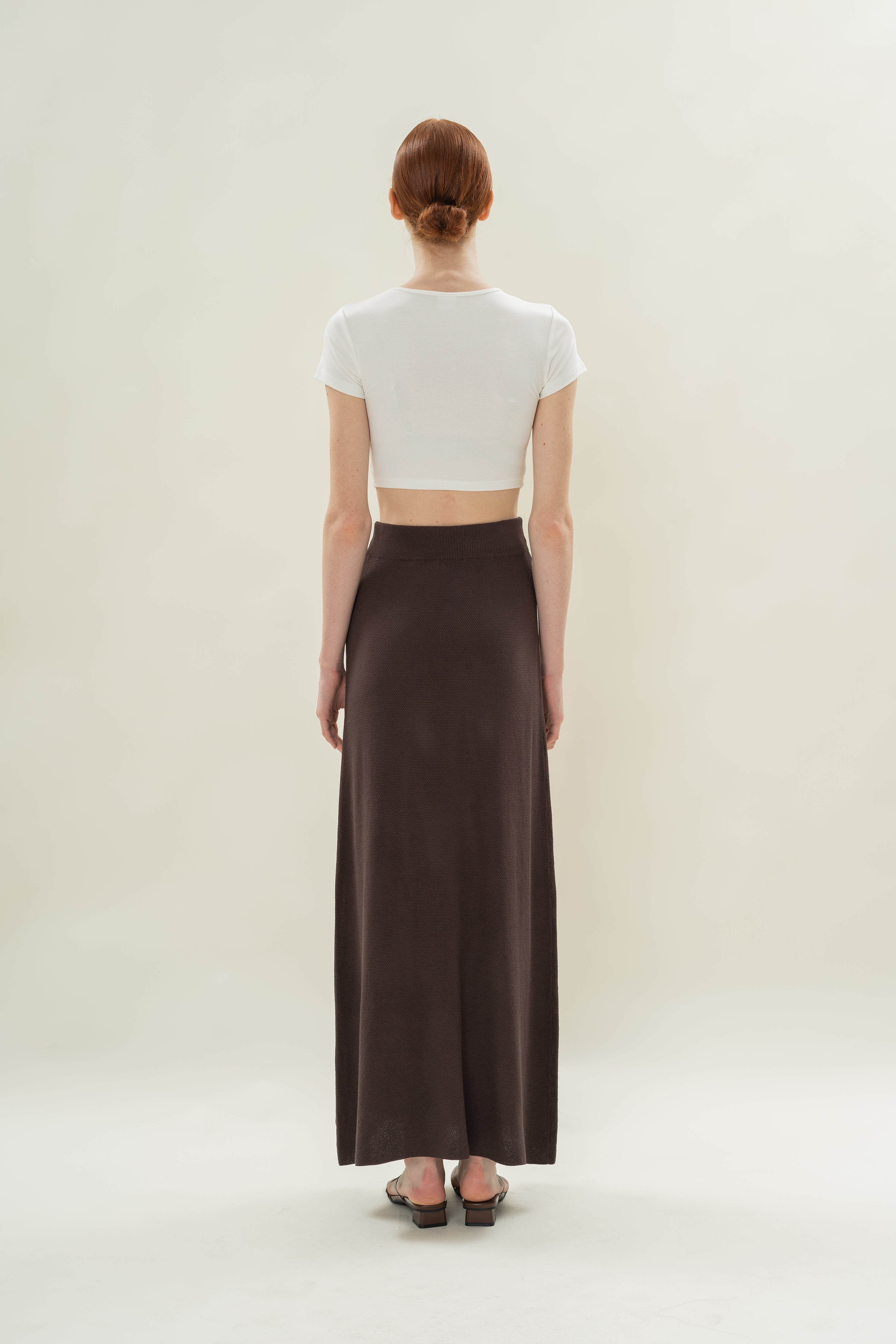 Seed Stitch Knit Skirt in Soil