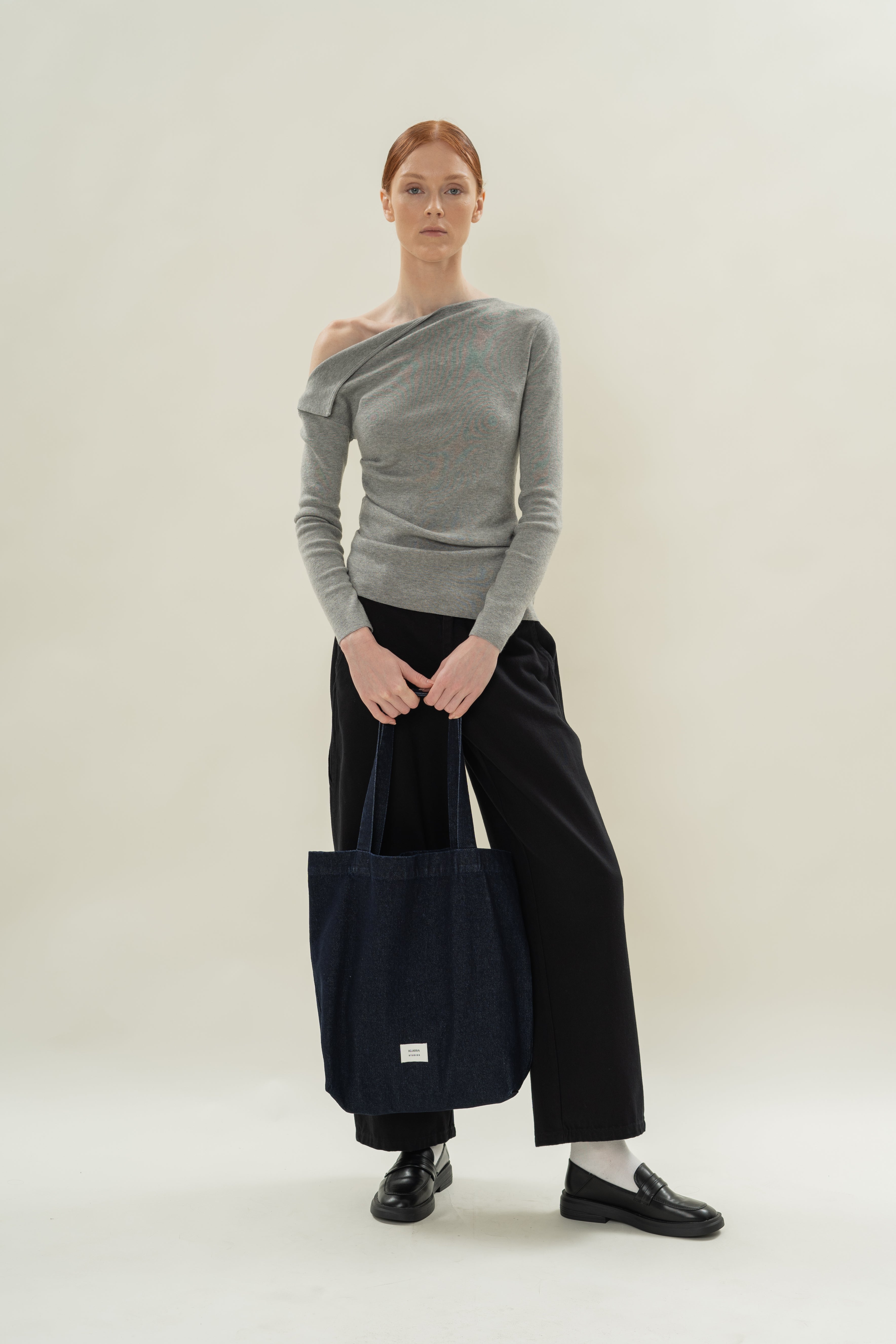 Denim Shopper Tote Bag in Dark Wash