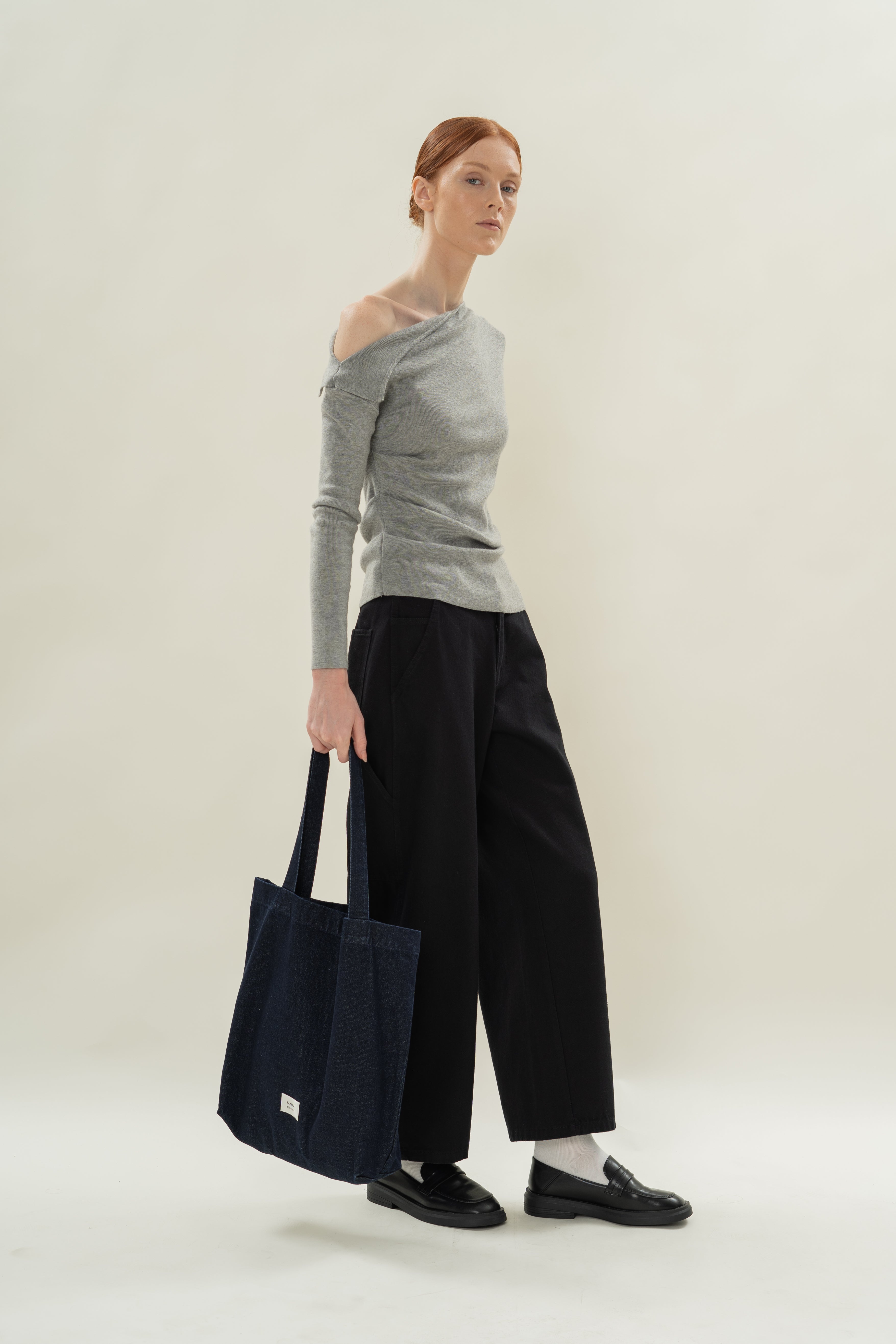 Denim Shopper Tote Bag in Dark Wash
