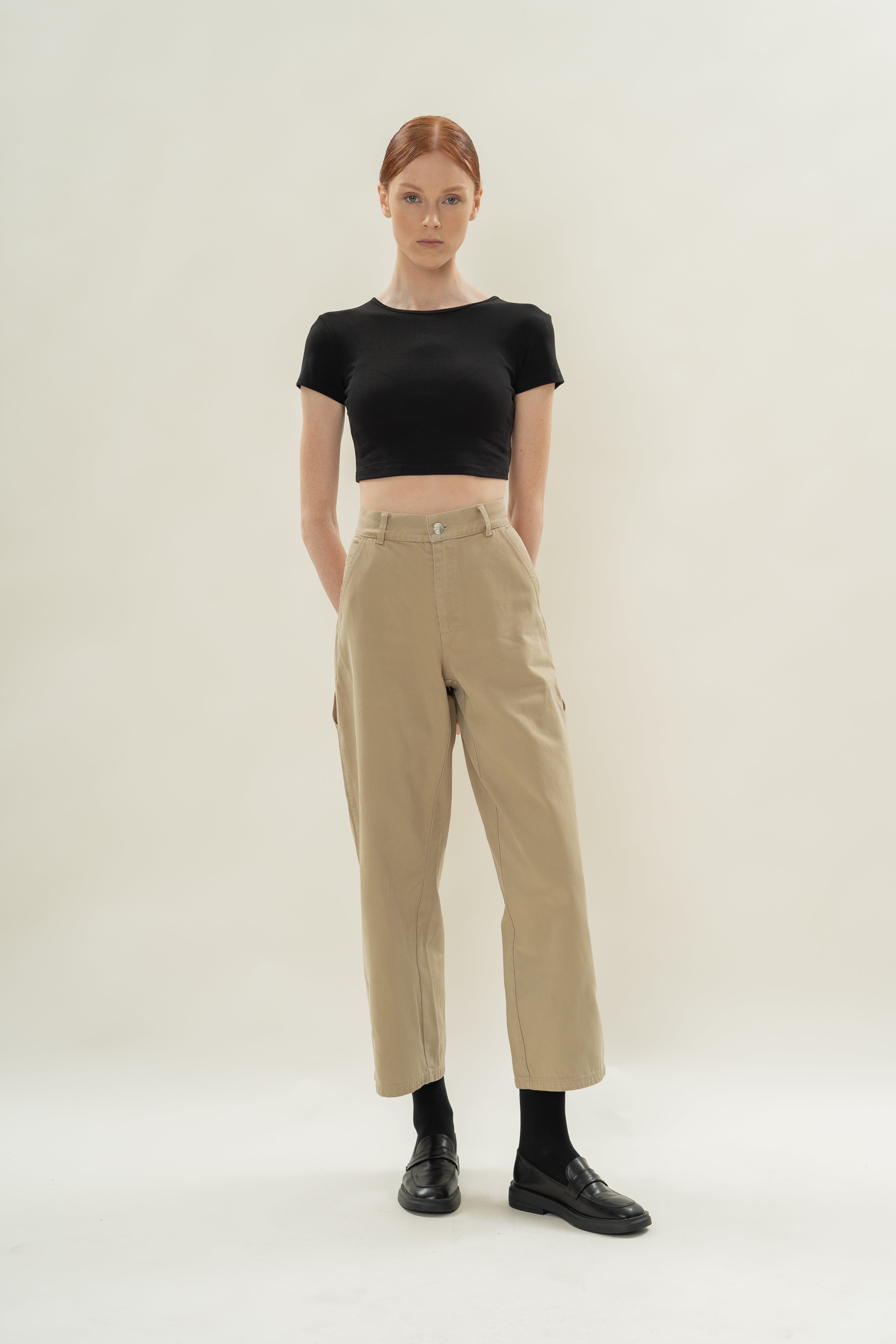 Stretch Cropped Mini Baby Tee in Black