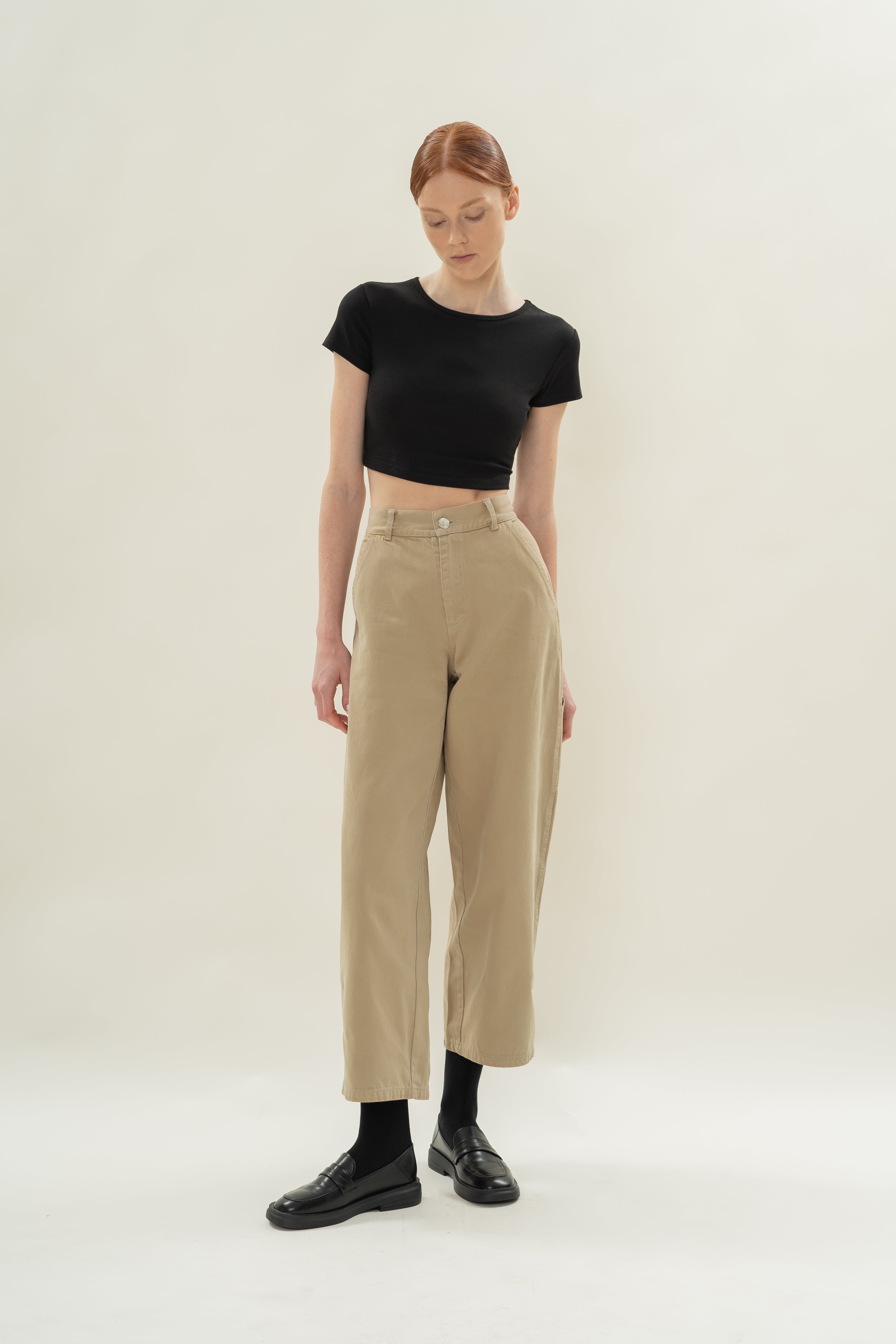 Stretch Cropped Mini Baby Tee in Black