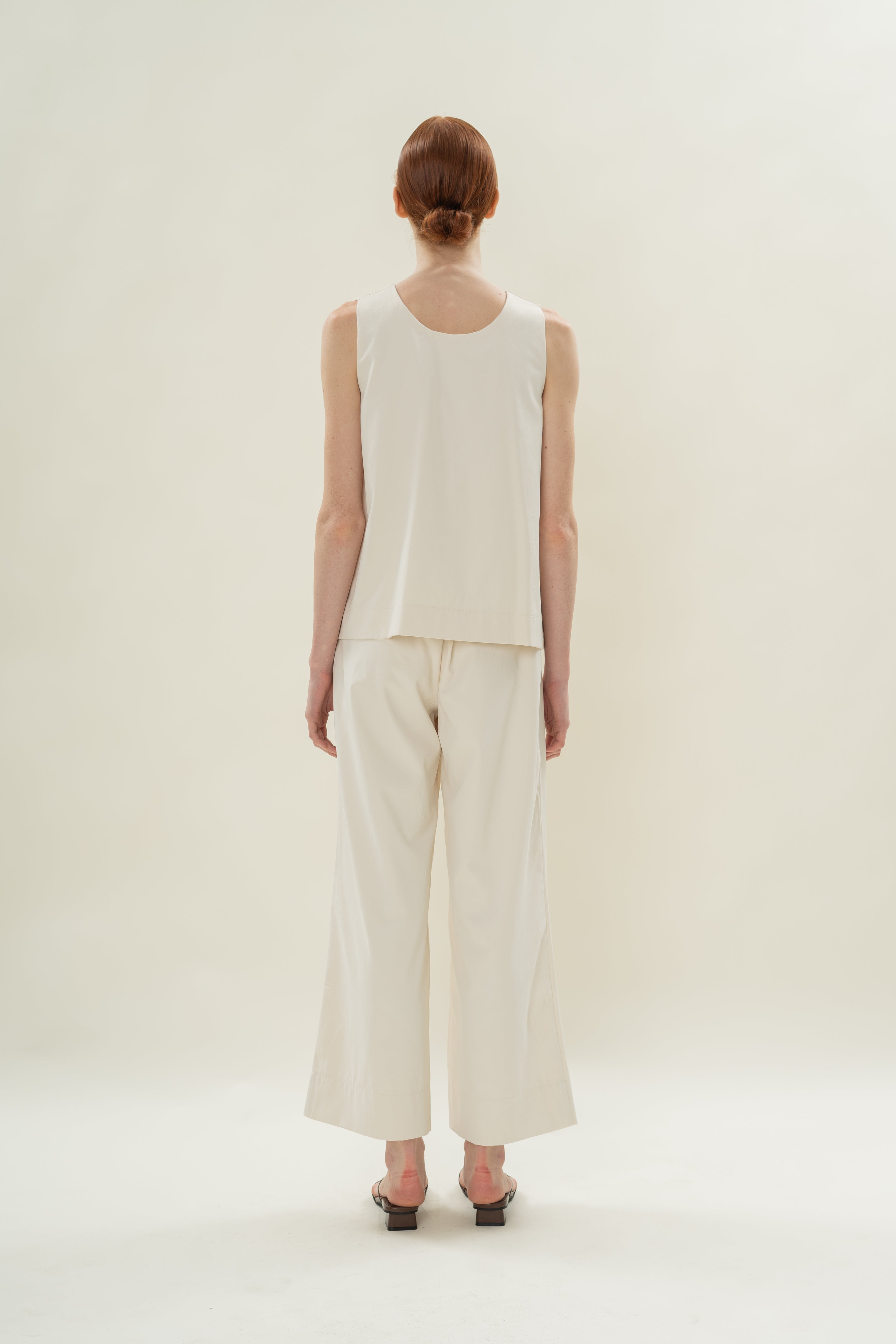 Reversible Sleeveless Top With Knotted Neckline in Natural