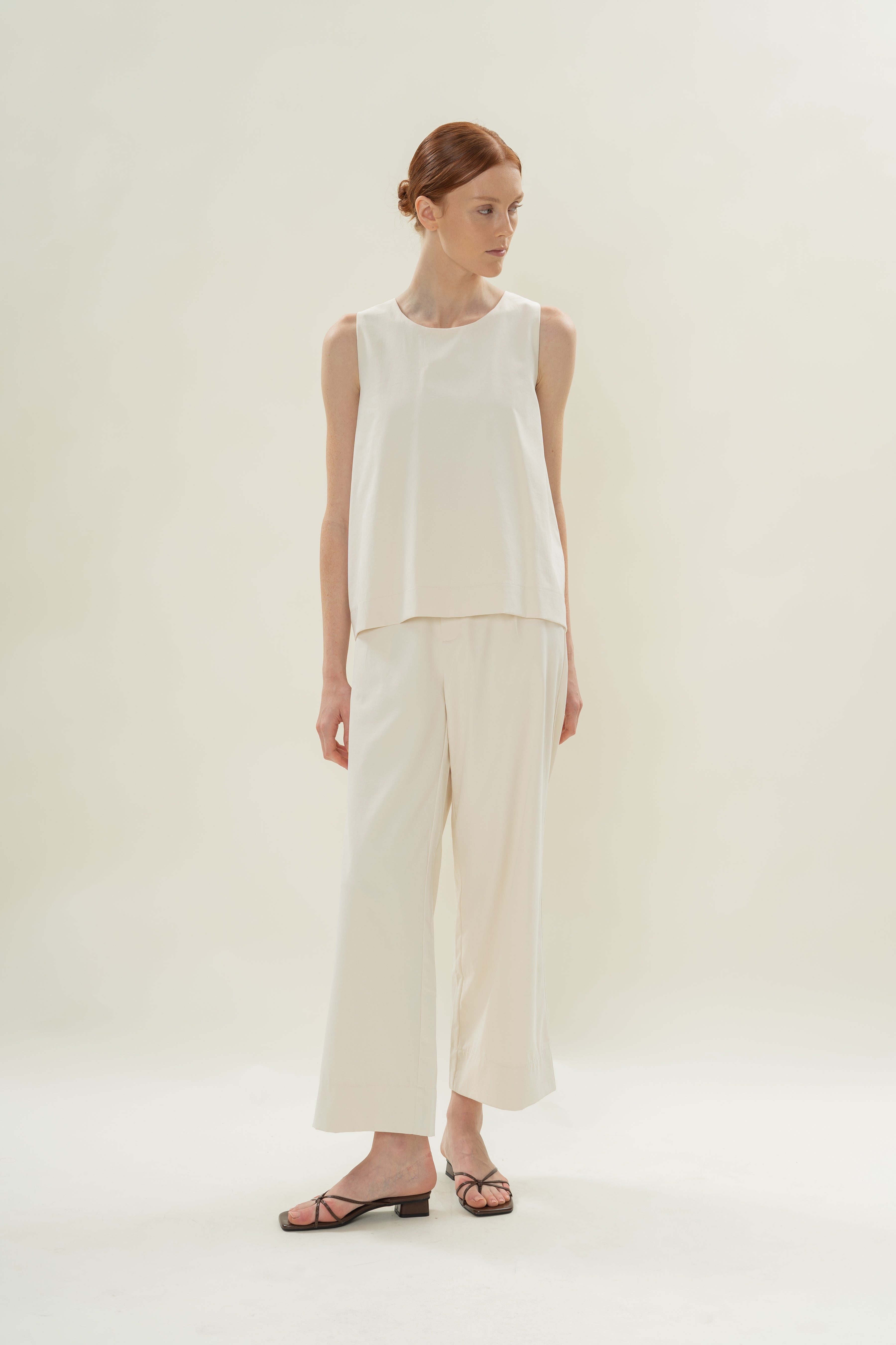 Reversible Sleeveless Top With Knotted Neckline in Natural