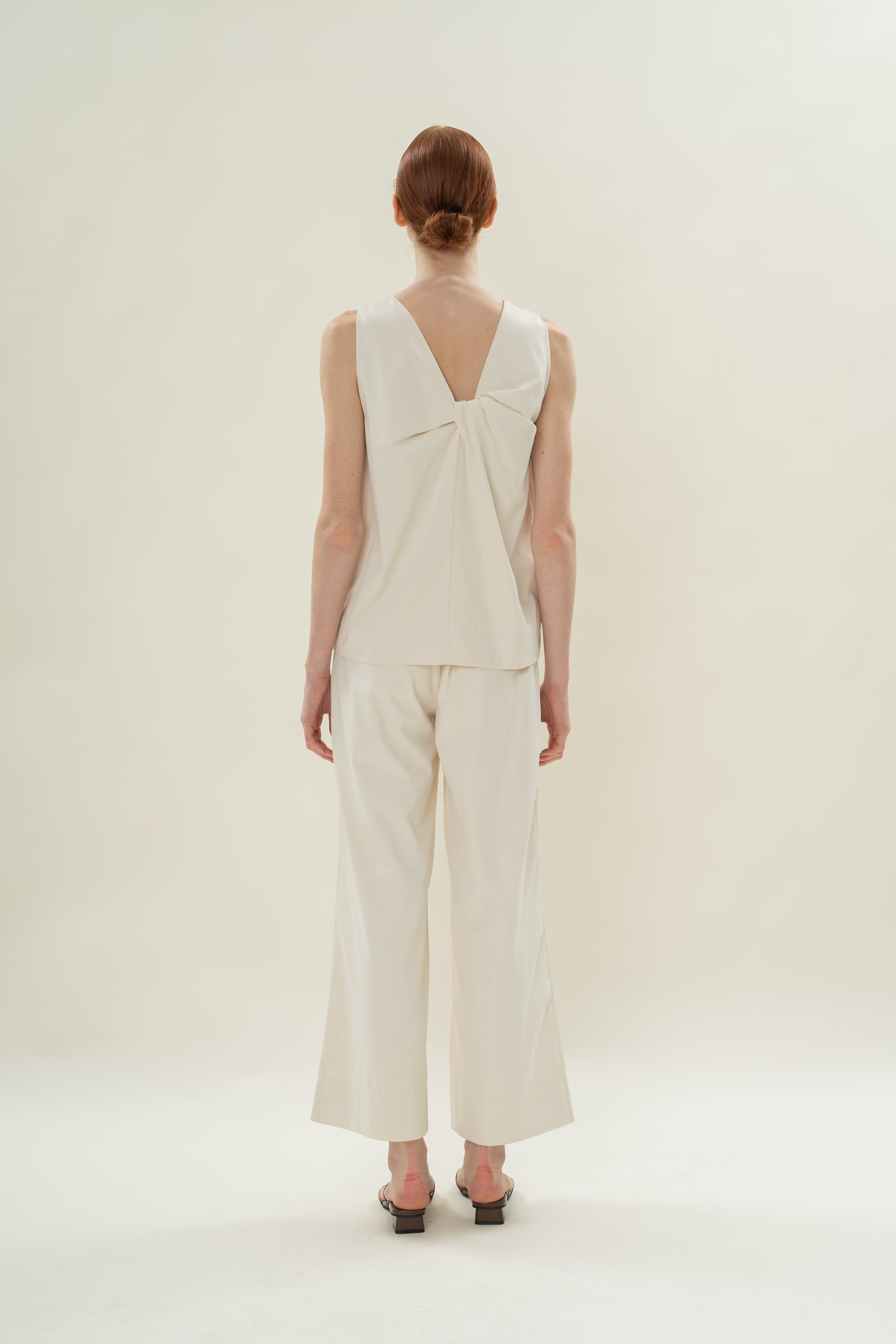 Reversible Sleeveless Top With Knotted Neckline in Natural