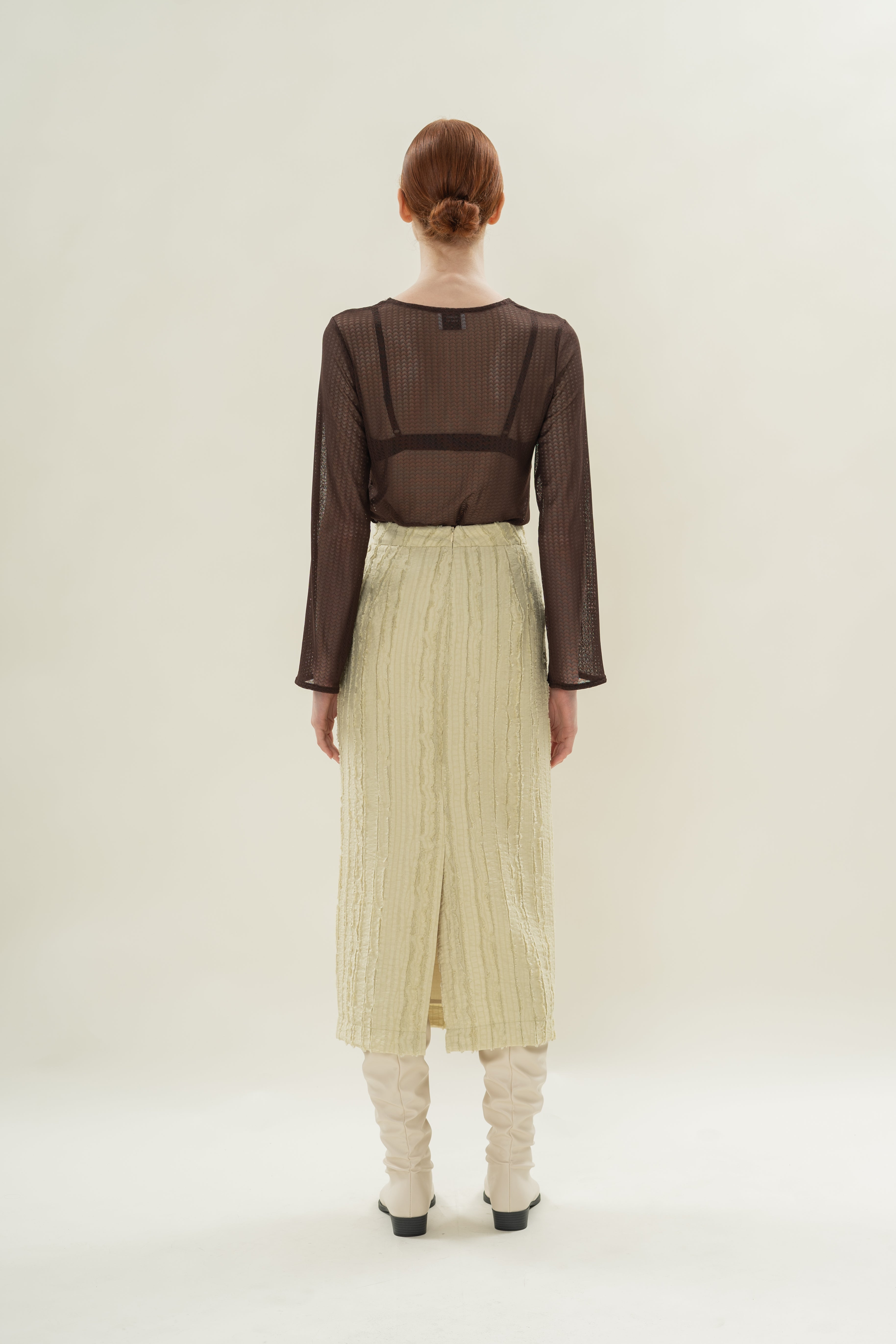 Soft Textured Straight Skirt in Sage