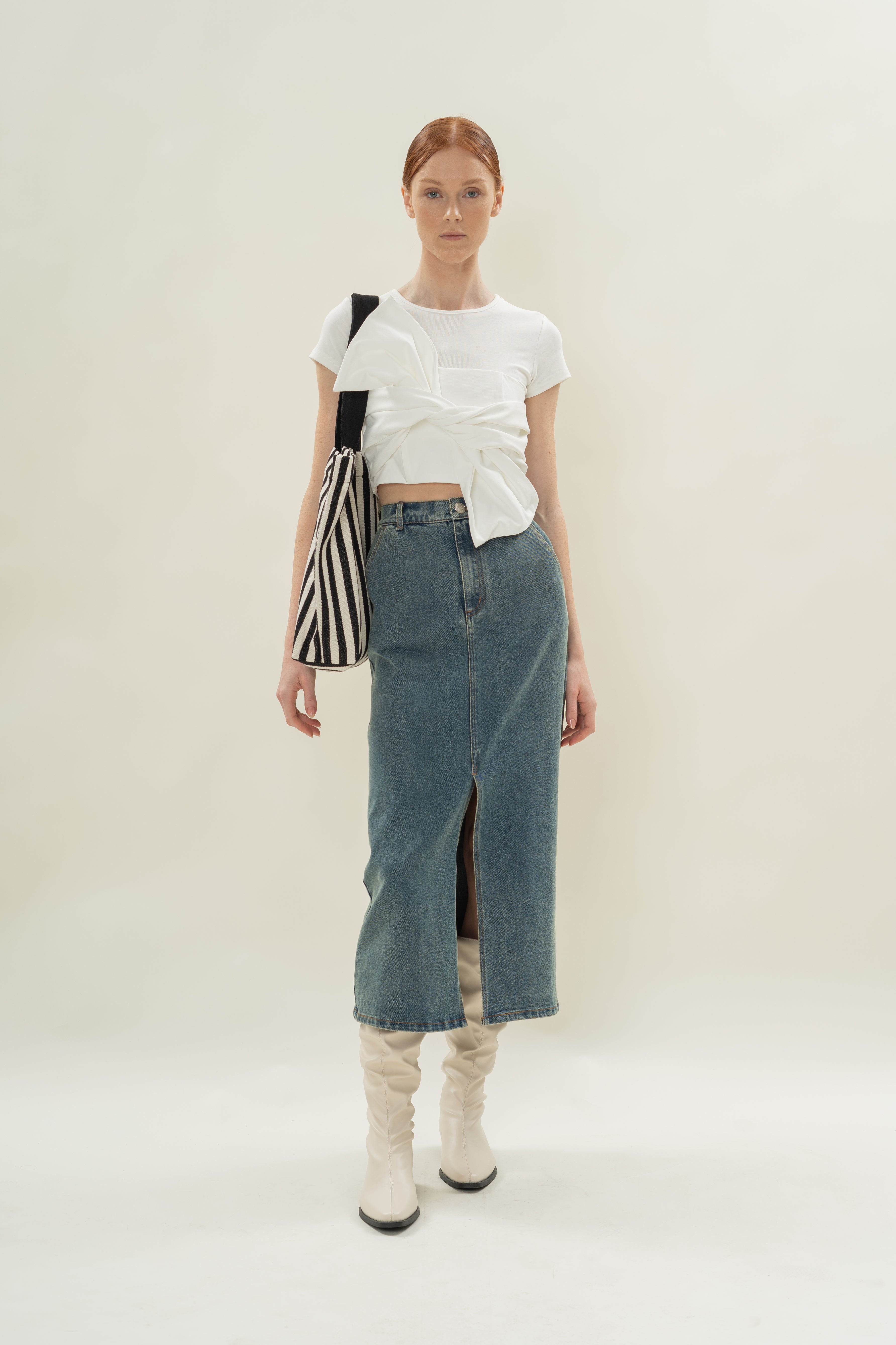 Tie Knot Bustier in White