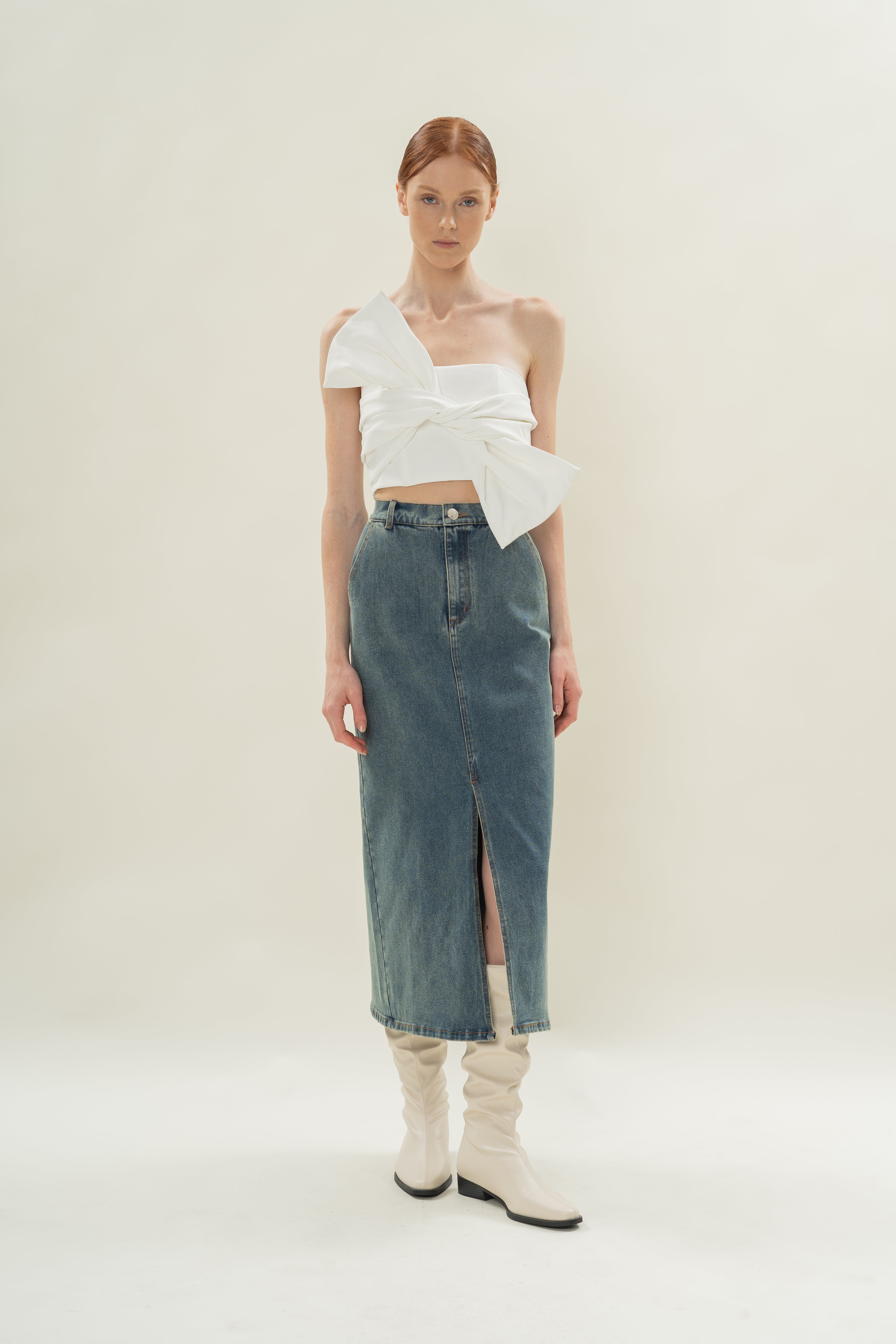 Tie Knot Bustier in White