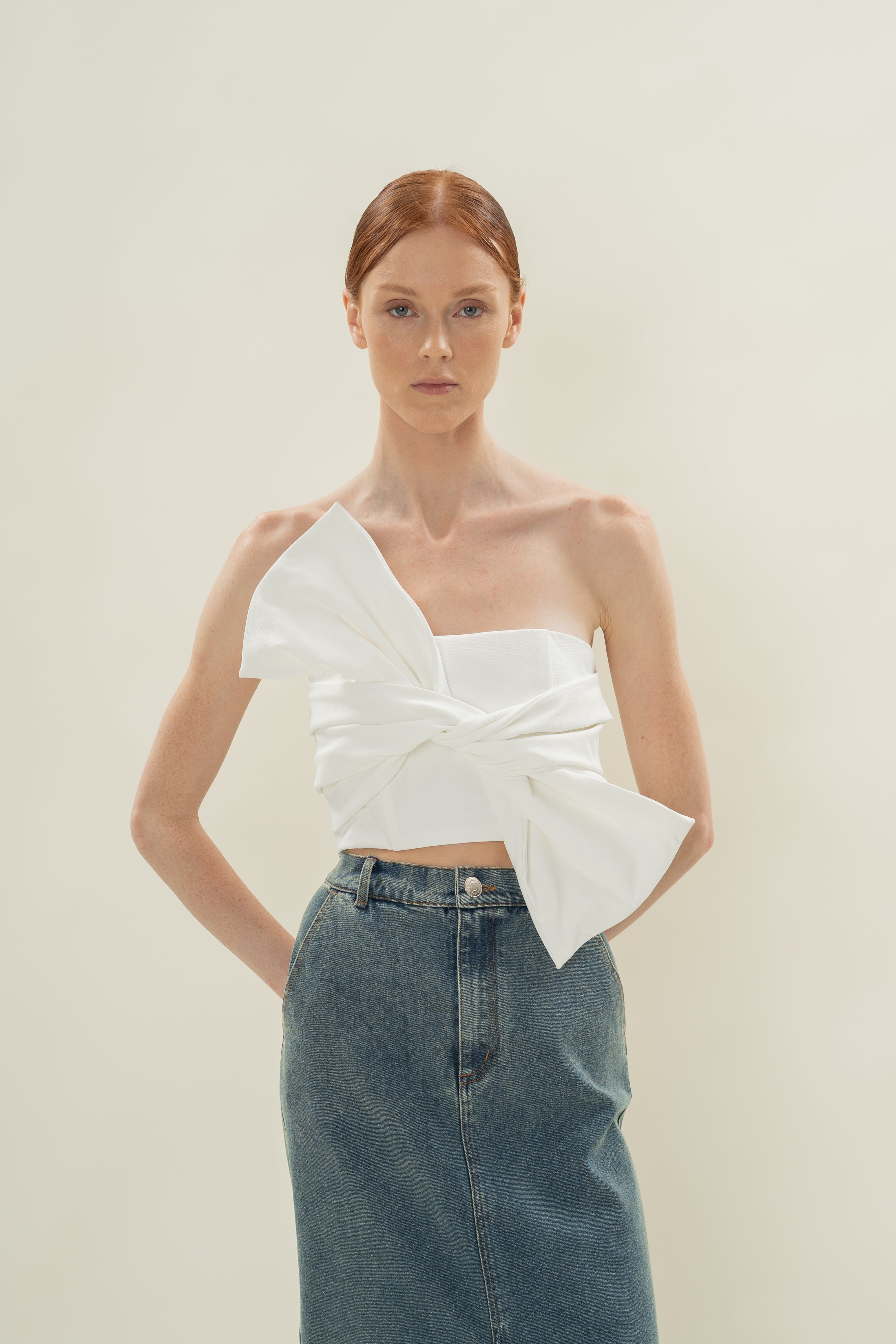 Tie Knot Bustier in White