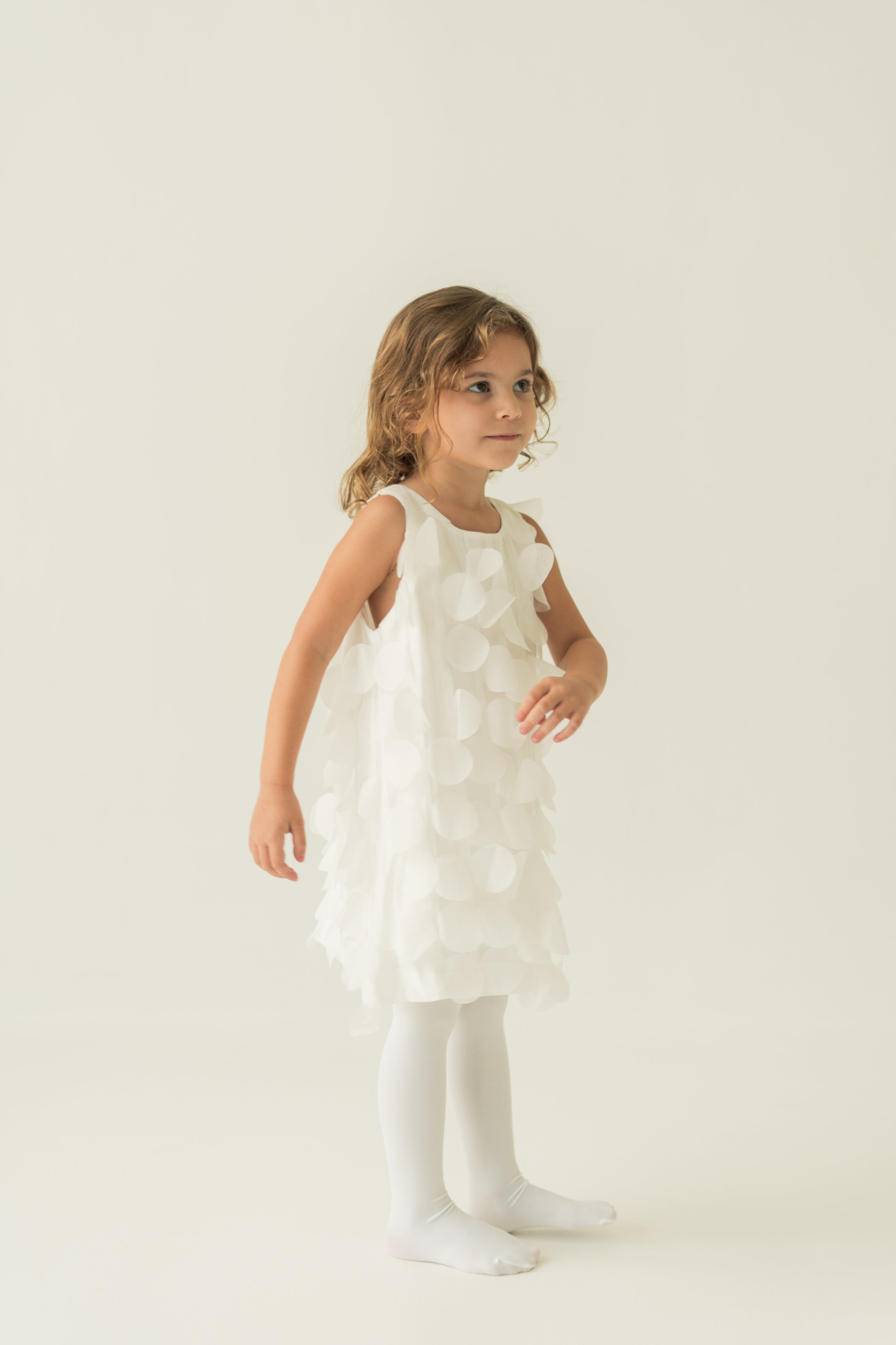 Mini Petal A-Line Dress in White