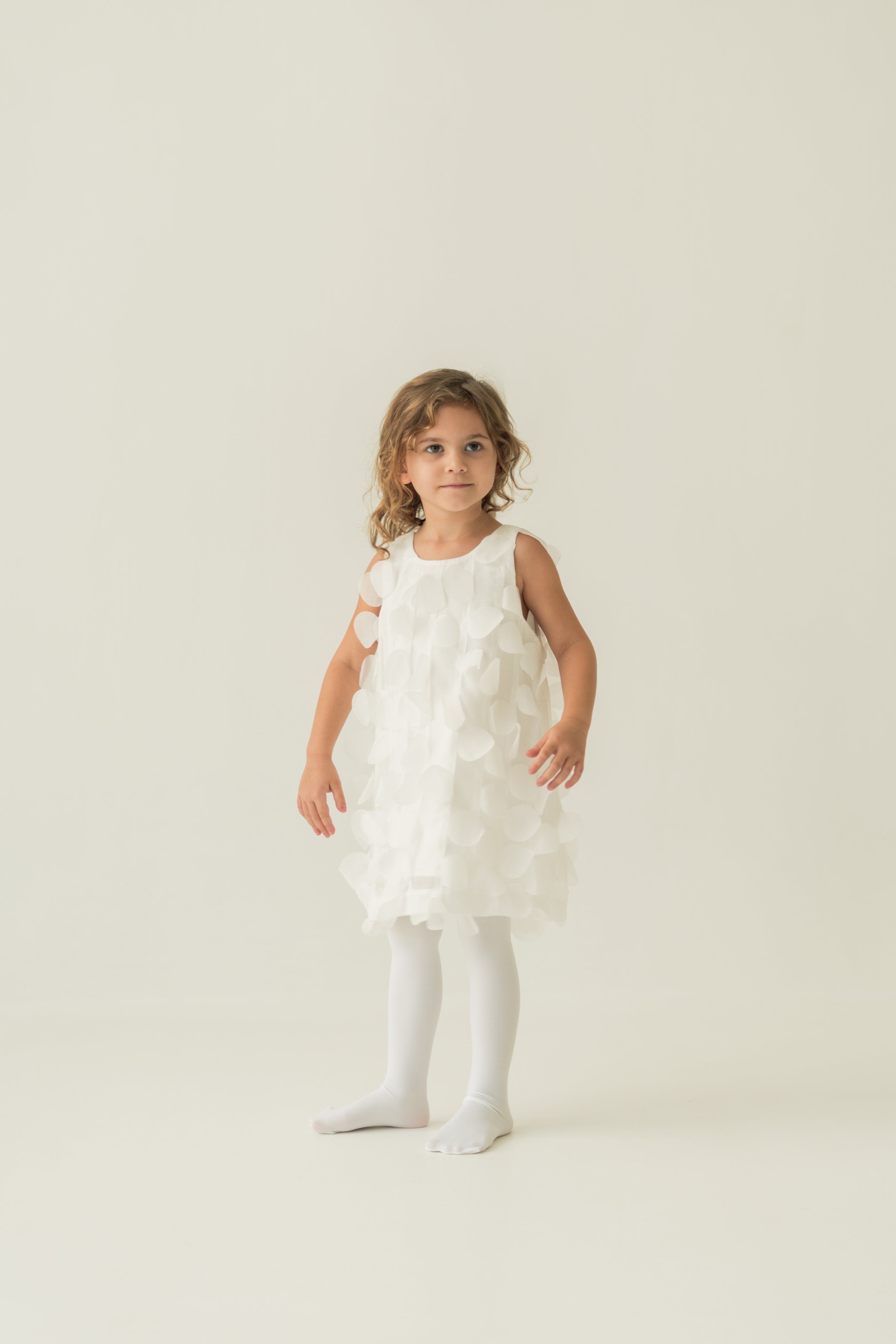 Mini Petal A-Line Dress in White