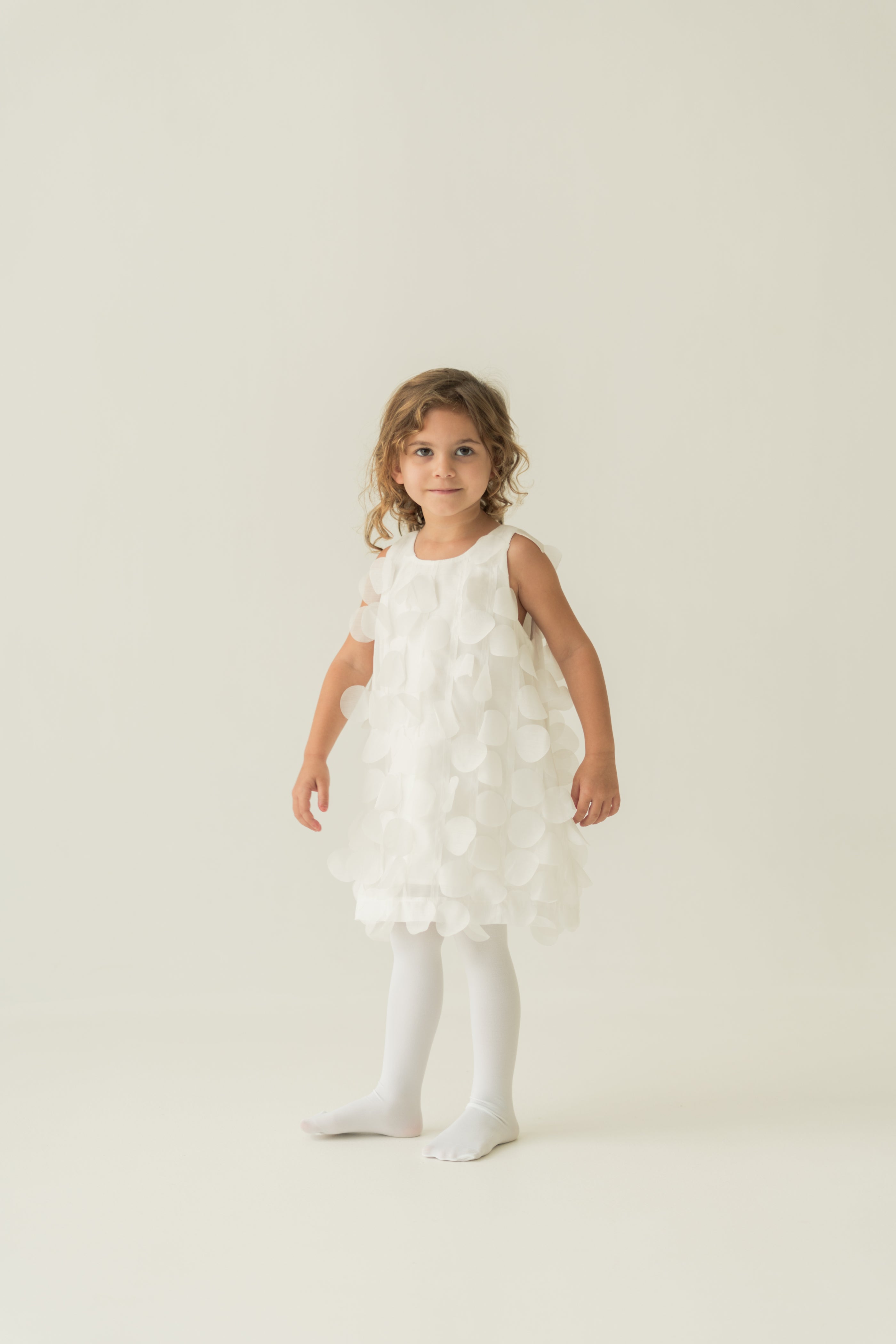 Mini Petal A-Line Dress in White