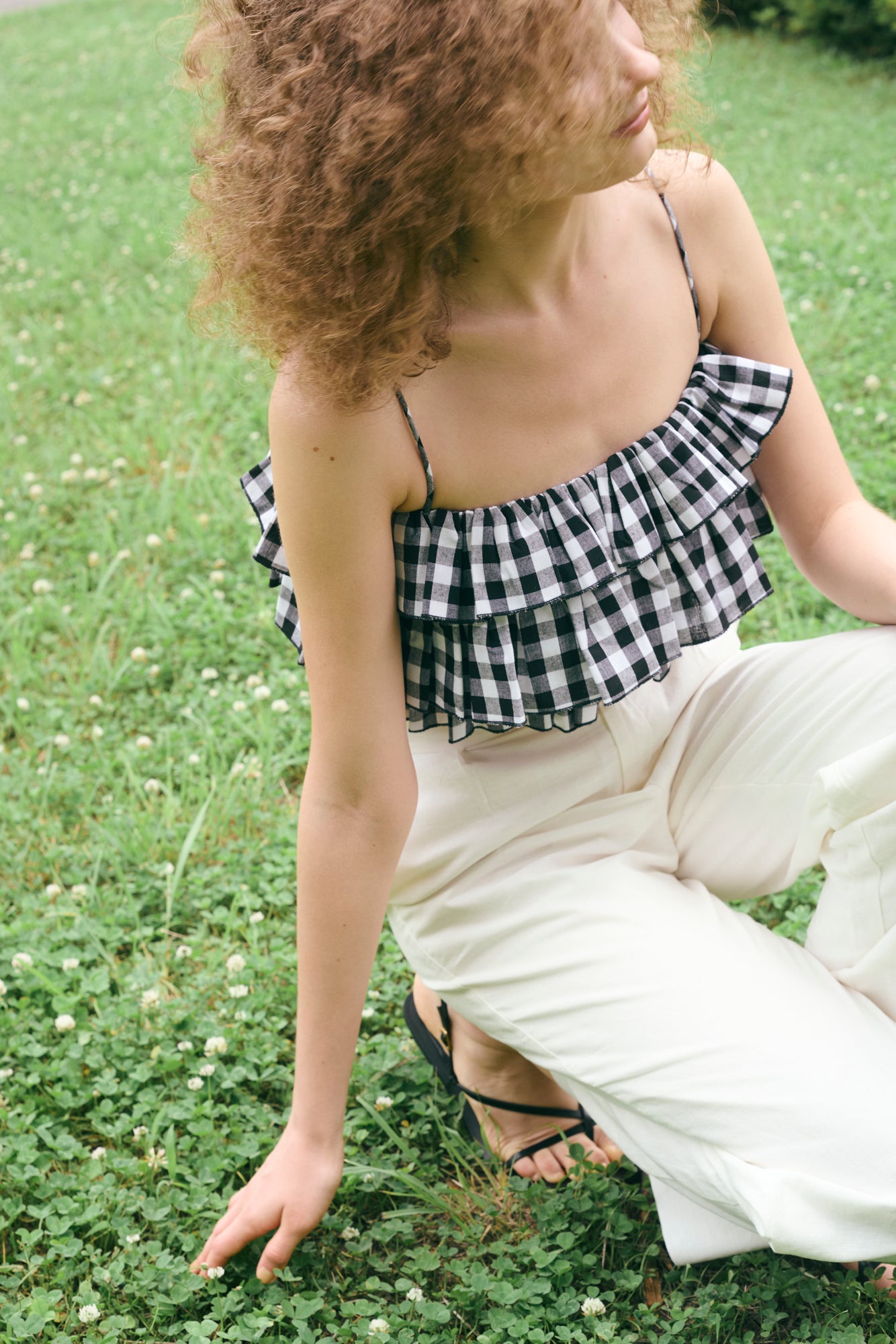 Tiered Ruffle Top in Black Gingham