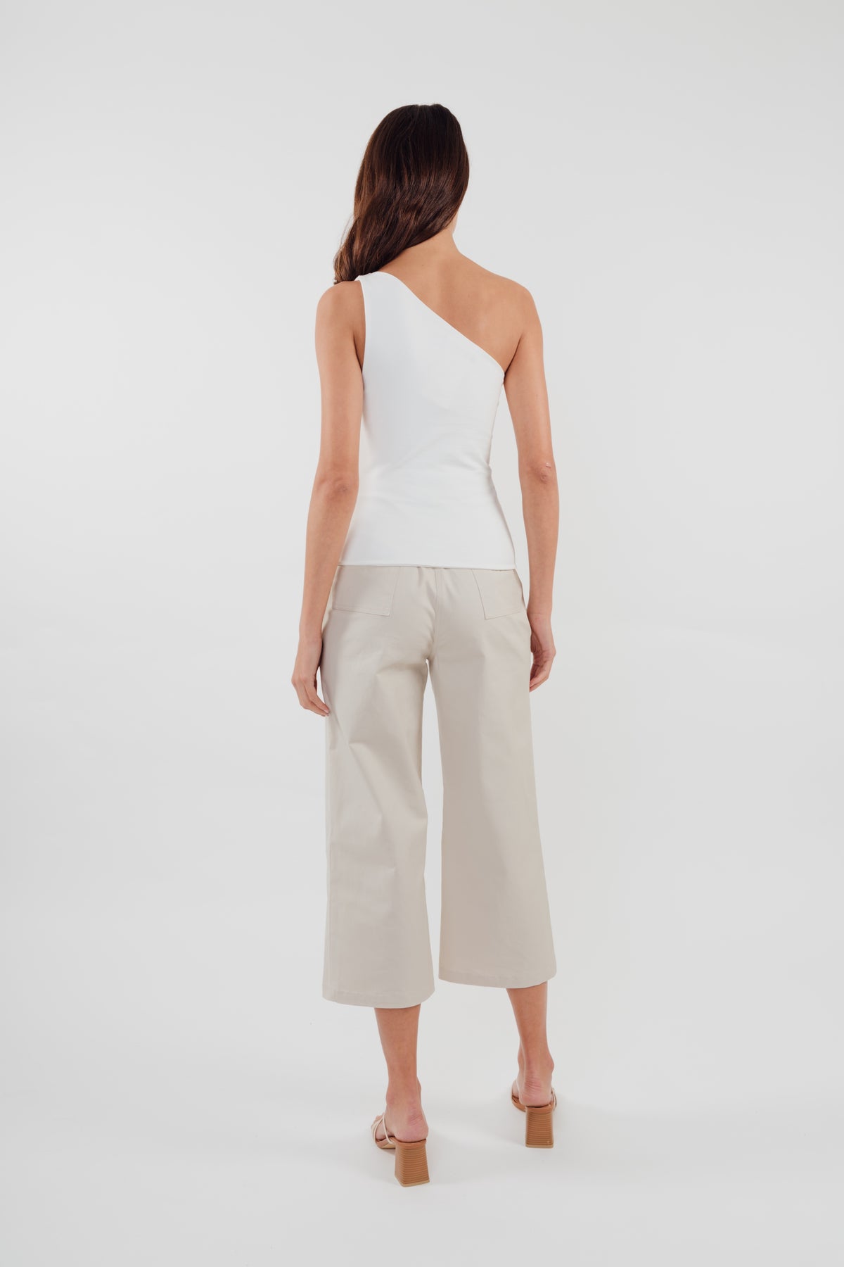Sleeveless Toga Top in White